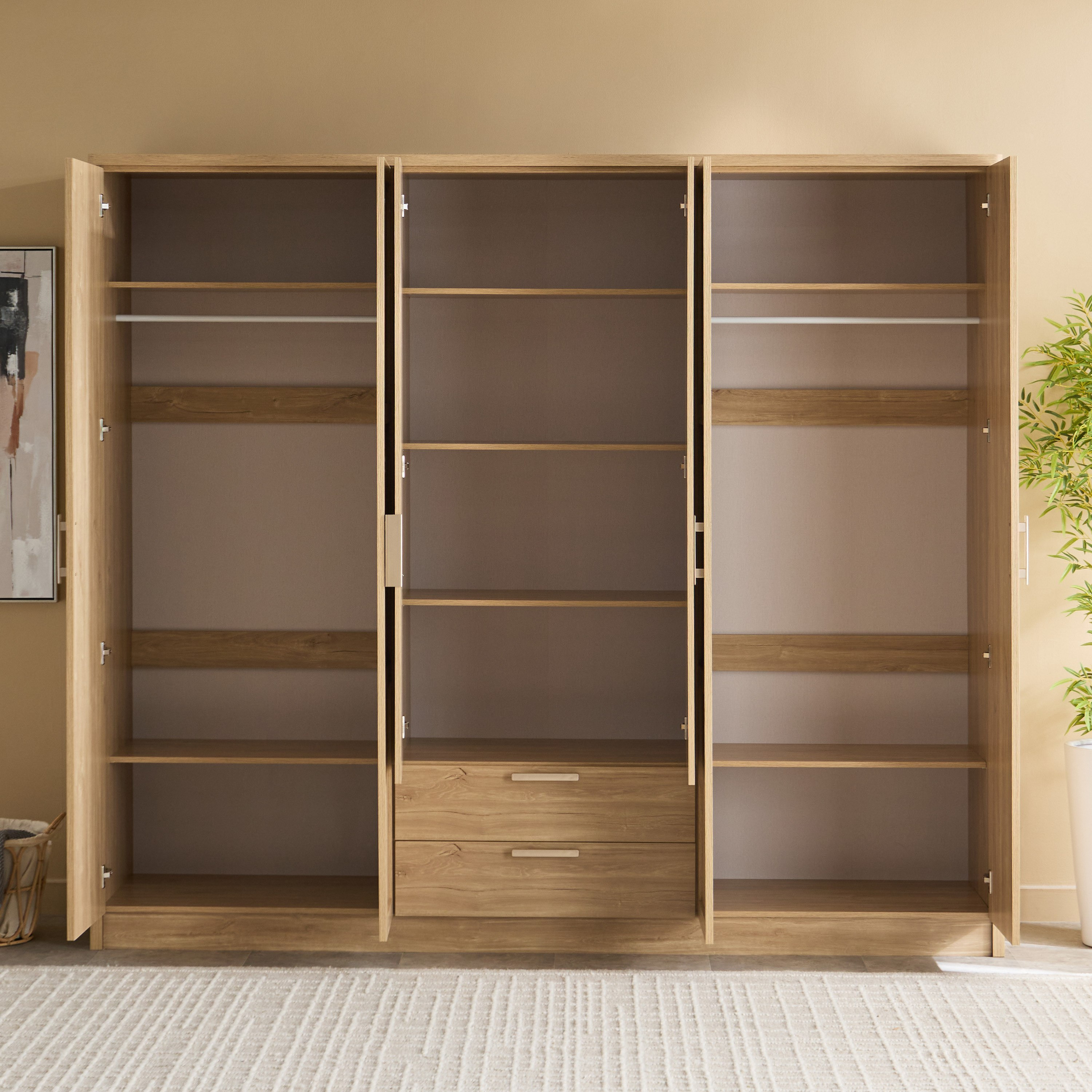 Naples 6-Door Wardrobe with 2 Drawers and Mirror-hbxfurniture-wardrobes-image-4