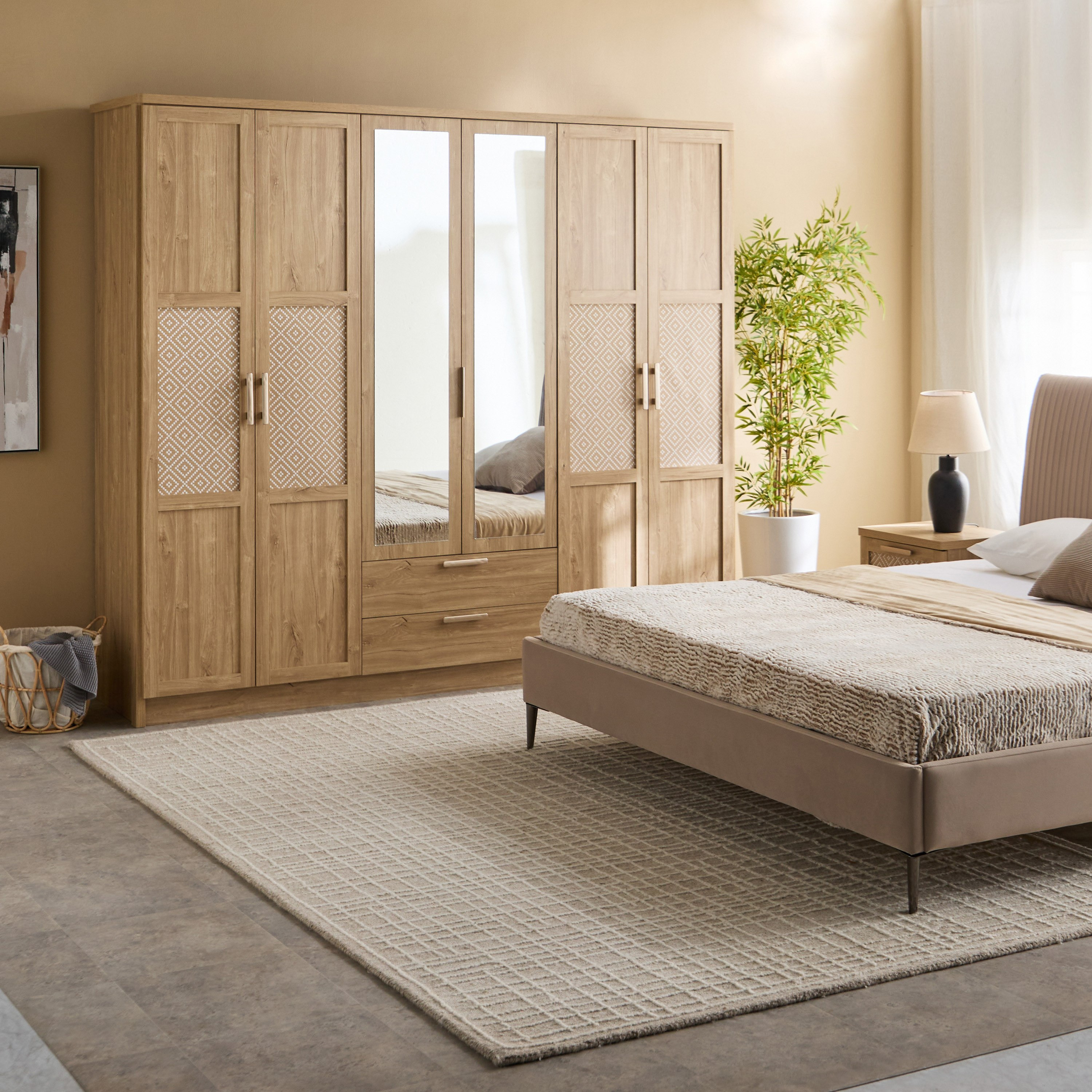 Naples 6-Door Wardrobe with 2 Drawers and Mirror-hbxfurniture-wardrobes-image-9
