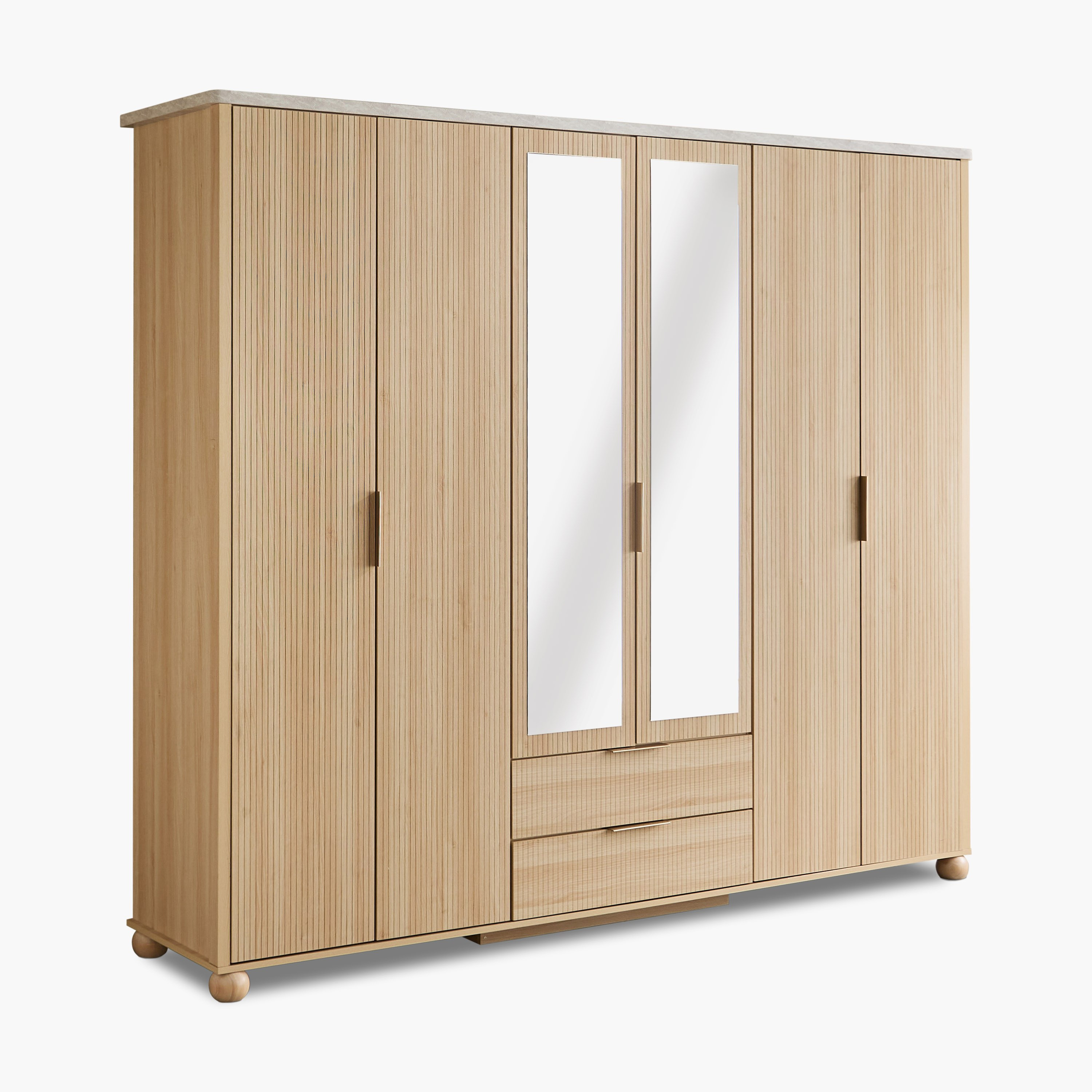 Island 6 Doors Wardrobe with 2 Drawers and Mirror-hbxfurniture-wardrobes-image-11