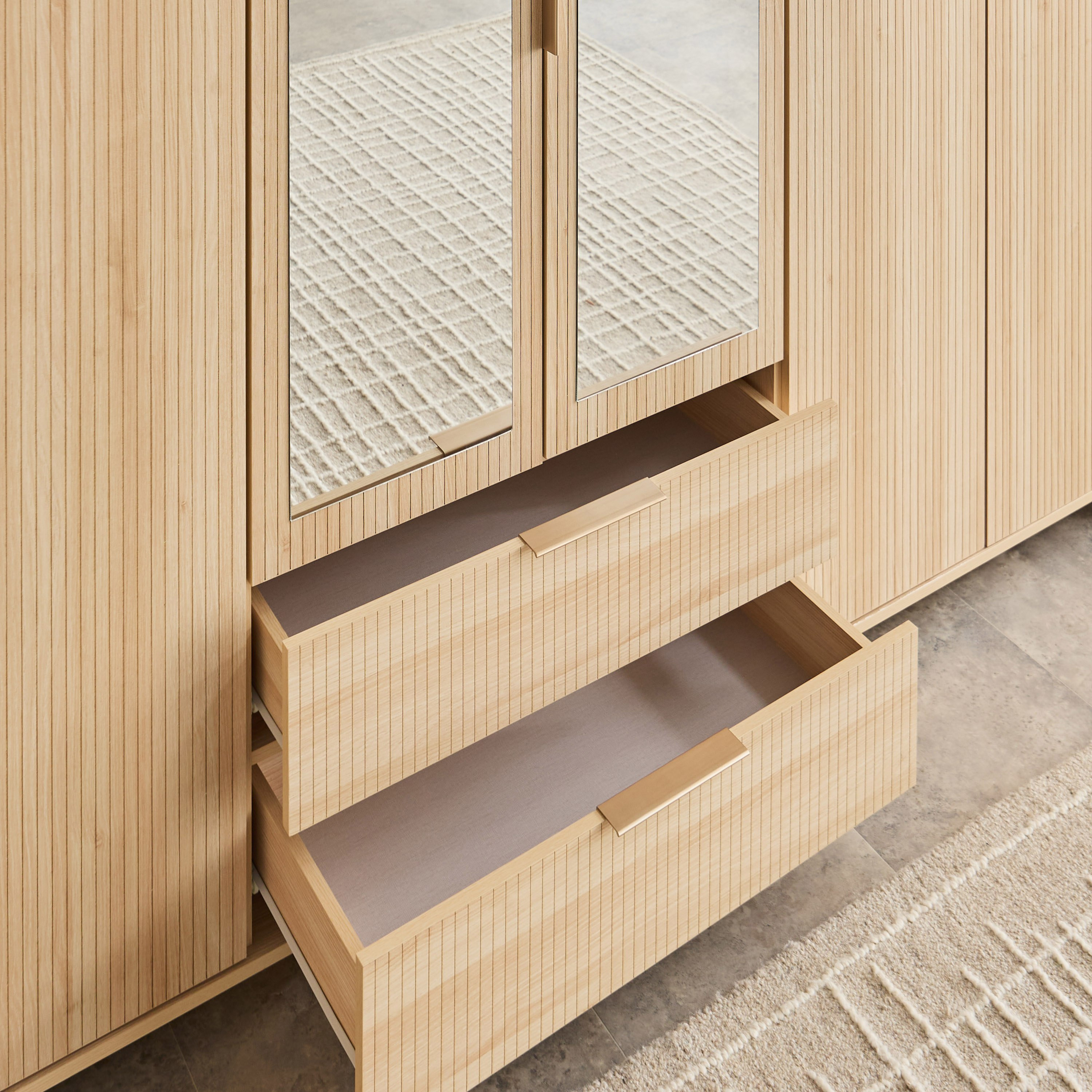 Island 6 Doors Wardrobe with 2 Drawers and Mirror-hbxfurniture-wardrobes-image-5
