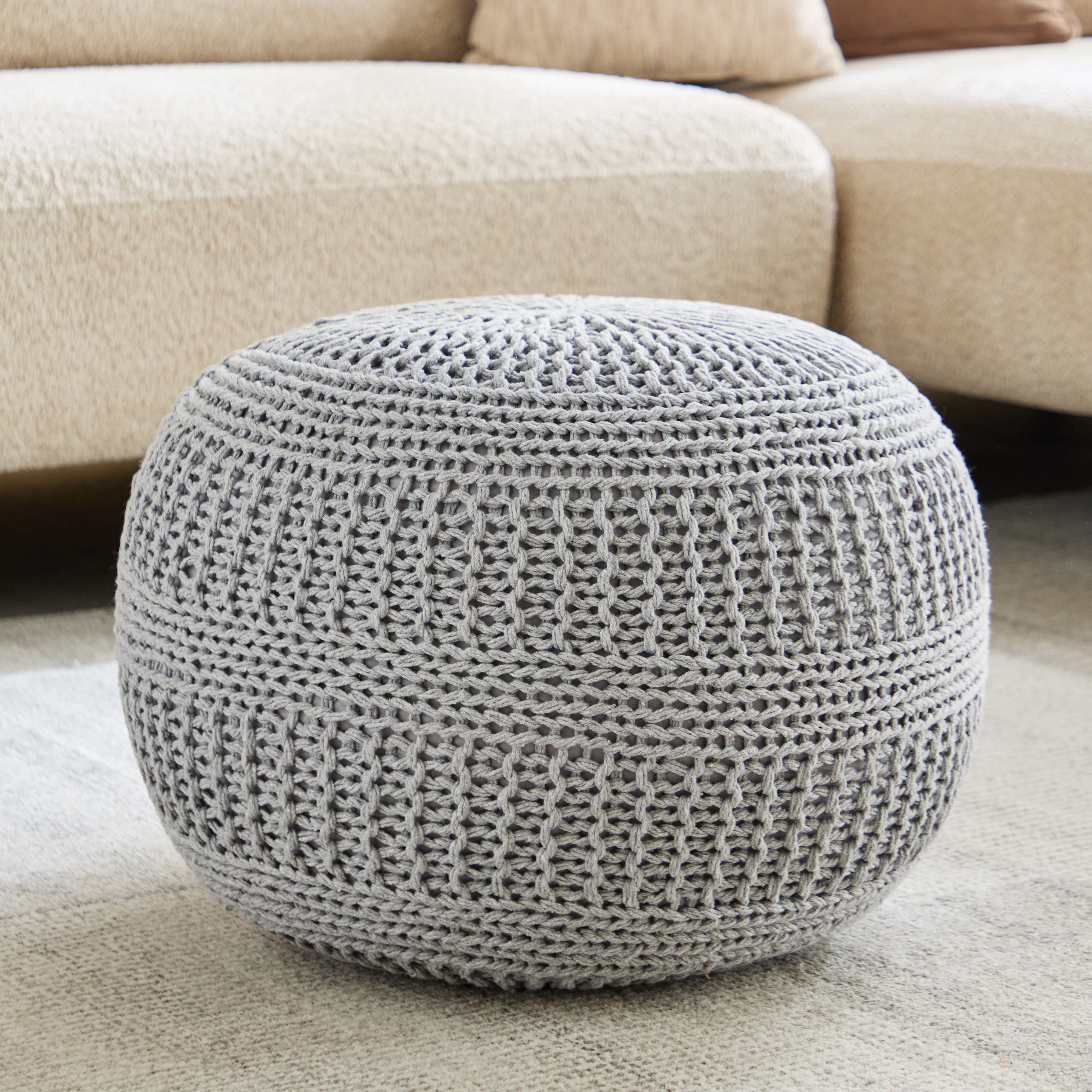 بوف بكابل محبوك من إسنشيال - 50x50x35 سم-hbxlivingroom-sofasandarmchairs-ottomansandfootstools-image-1