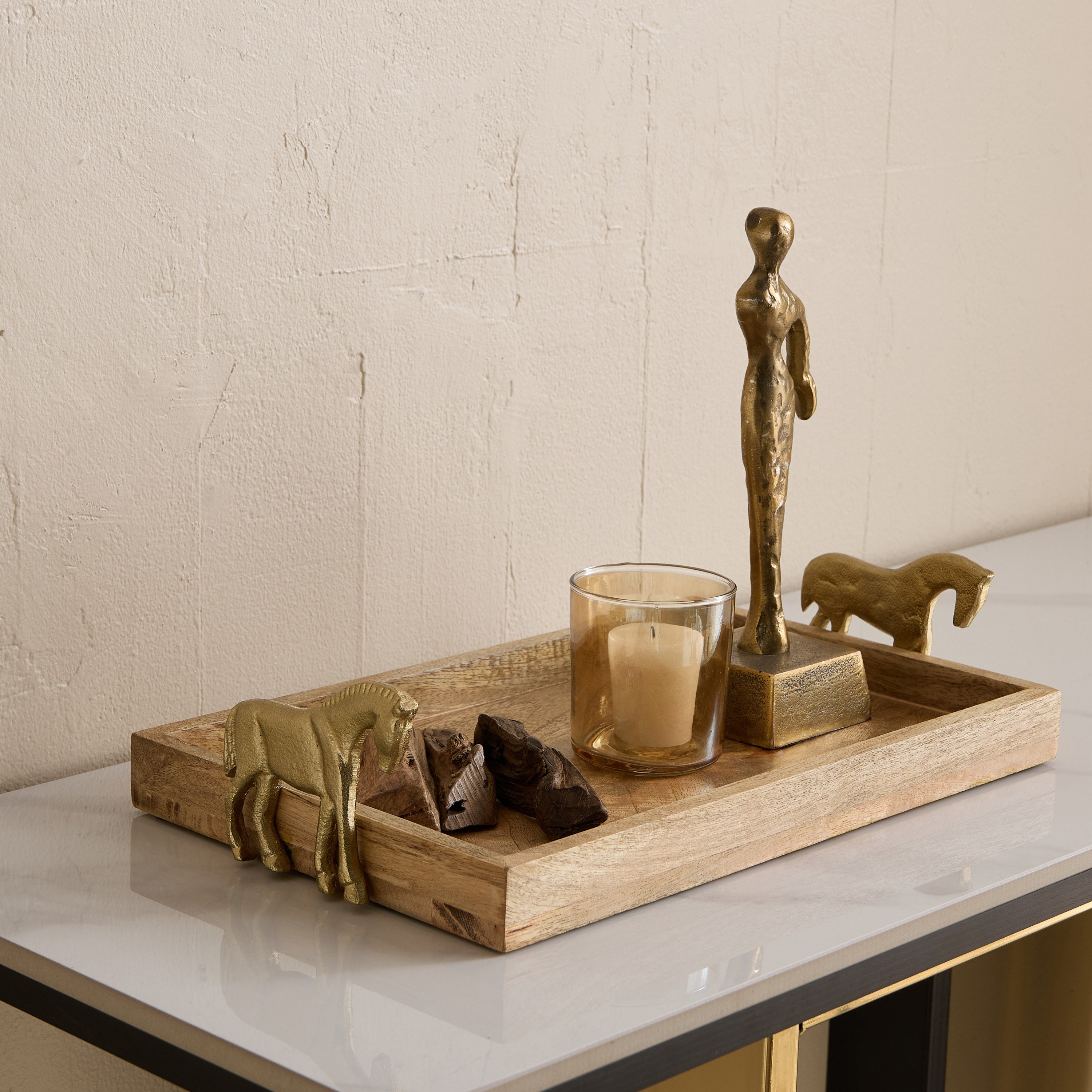 Astro Wooden Decorative Tray with Aluminium Handle - 38x22x9 cm-PROMO_HB_AE_B1G1_250925-image-1