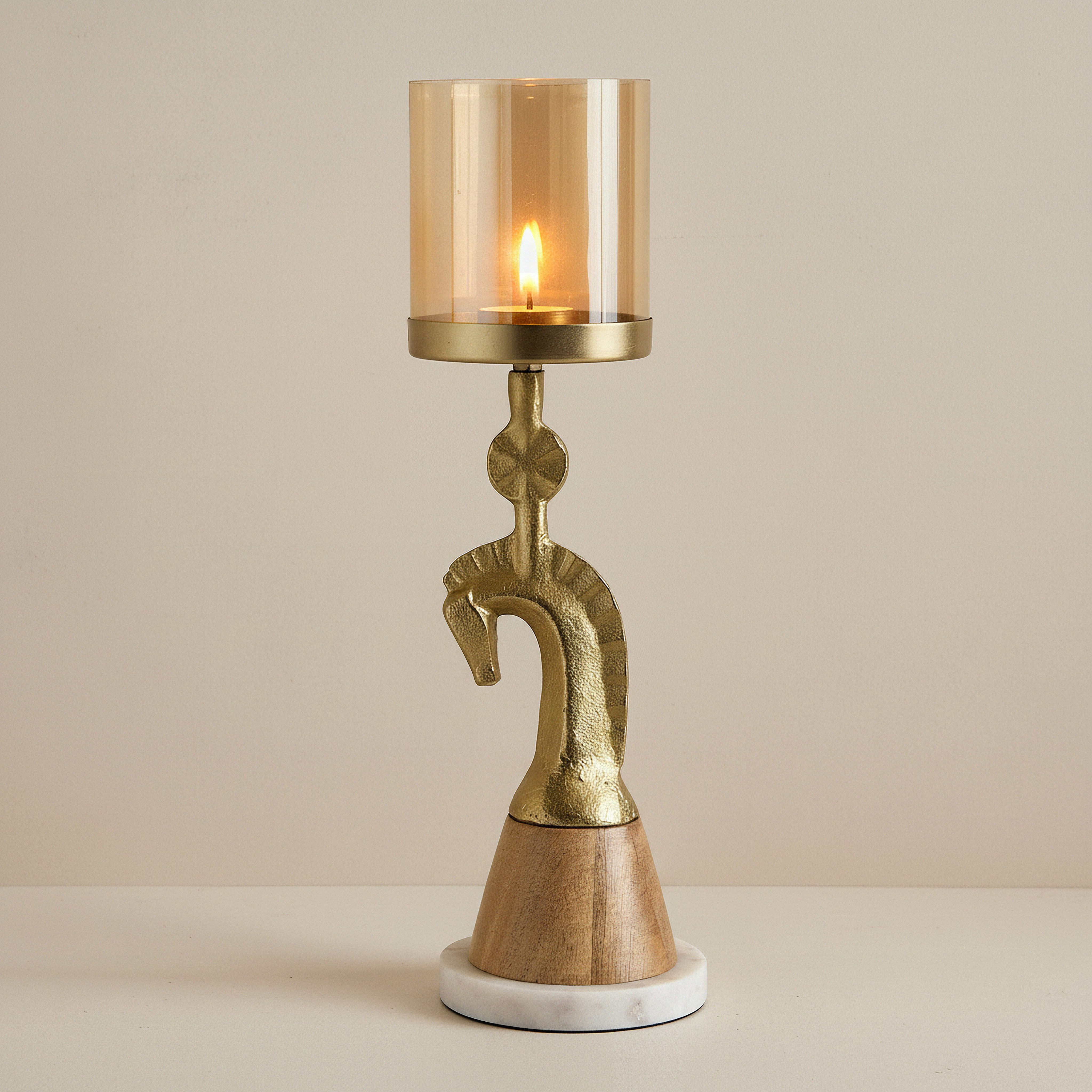 Astro Horse Pillar Candleholder with Glass - 10x10x35 cm-hbxlivingroom-decorandaccessories-candleholders-image-2