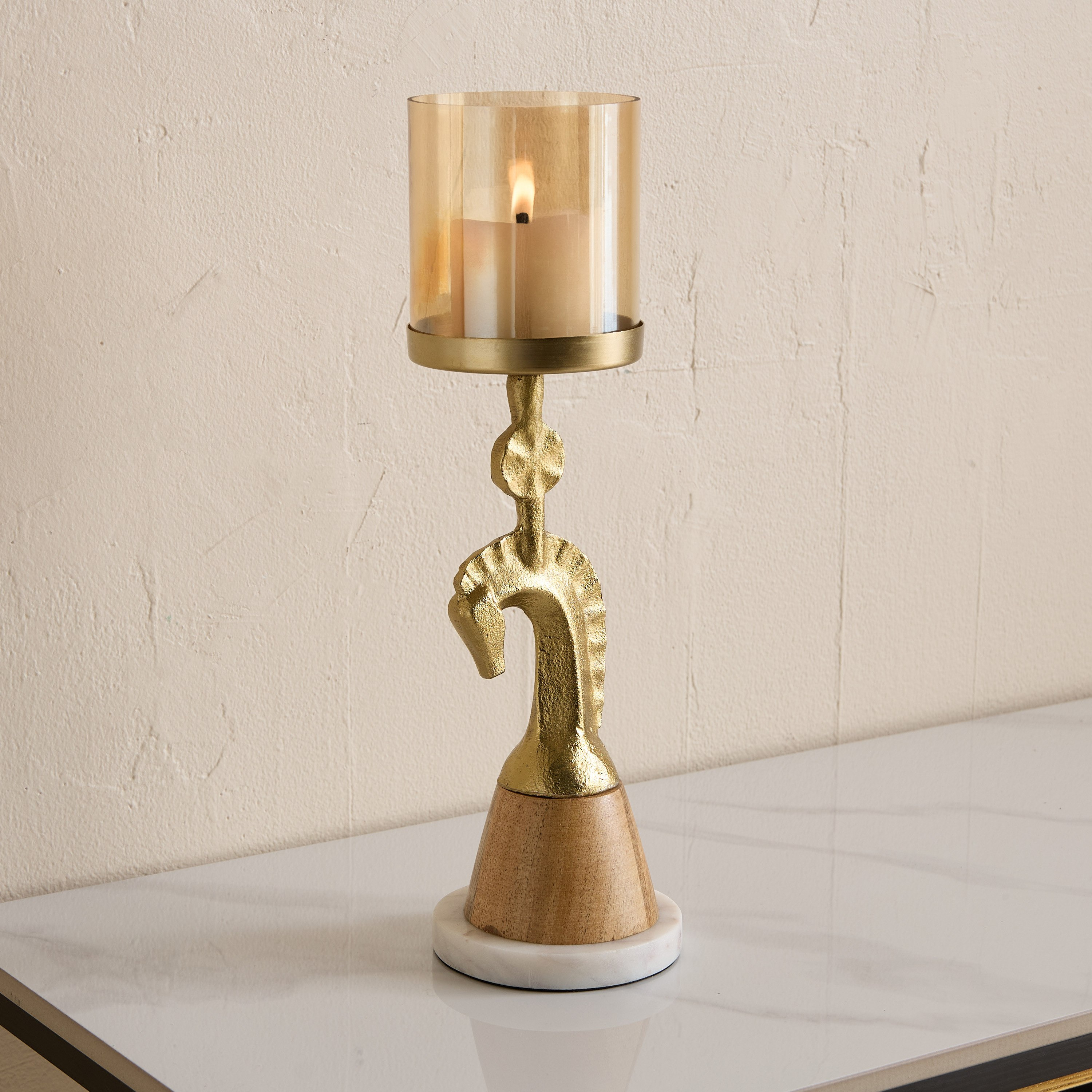 Astro Horse Pillar Candleholder with Glass - 10x10x35 cm-hbxlivingroom-decorandaccessories-candleholders-image-5