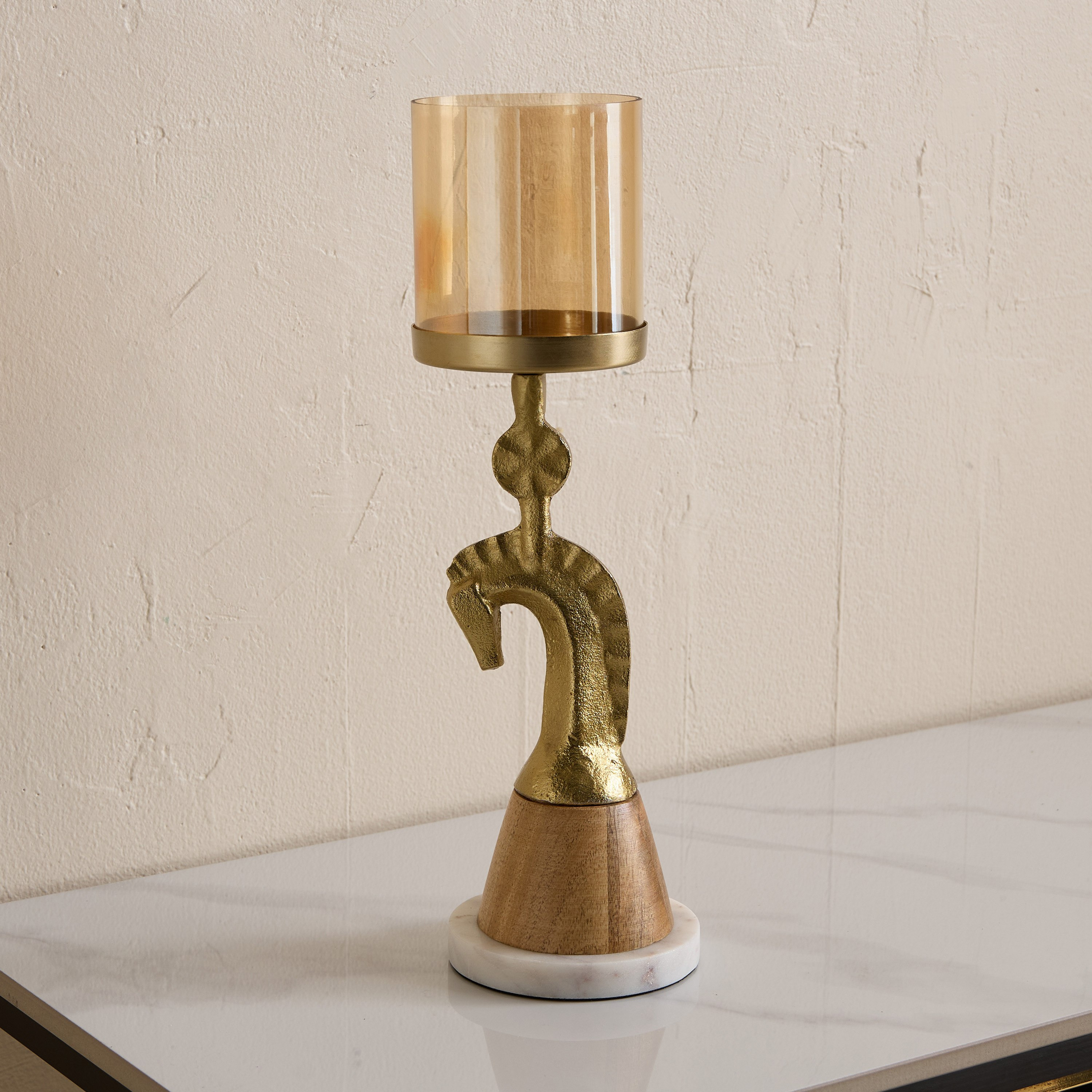 Astro Horse Pillar Candleholder with Glass - 10x10x35 cm-hbxlivingroom-decorandaccessories-candleholders-image-6