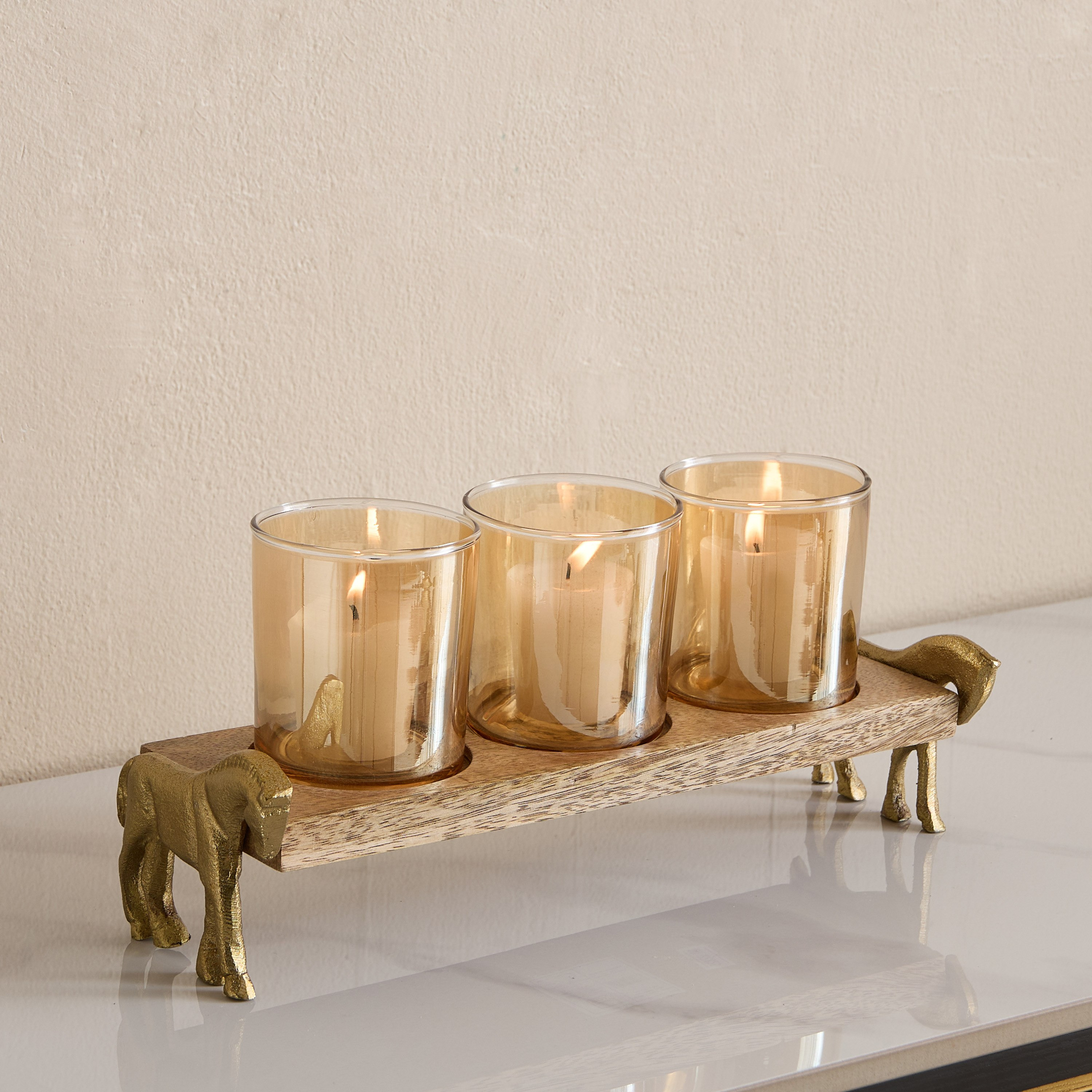 Astro 3-Votive Holder with Metal Base - 29x10x14 cm-hbxlivingroom-decorandaccessories-candleholders-image-1