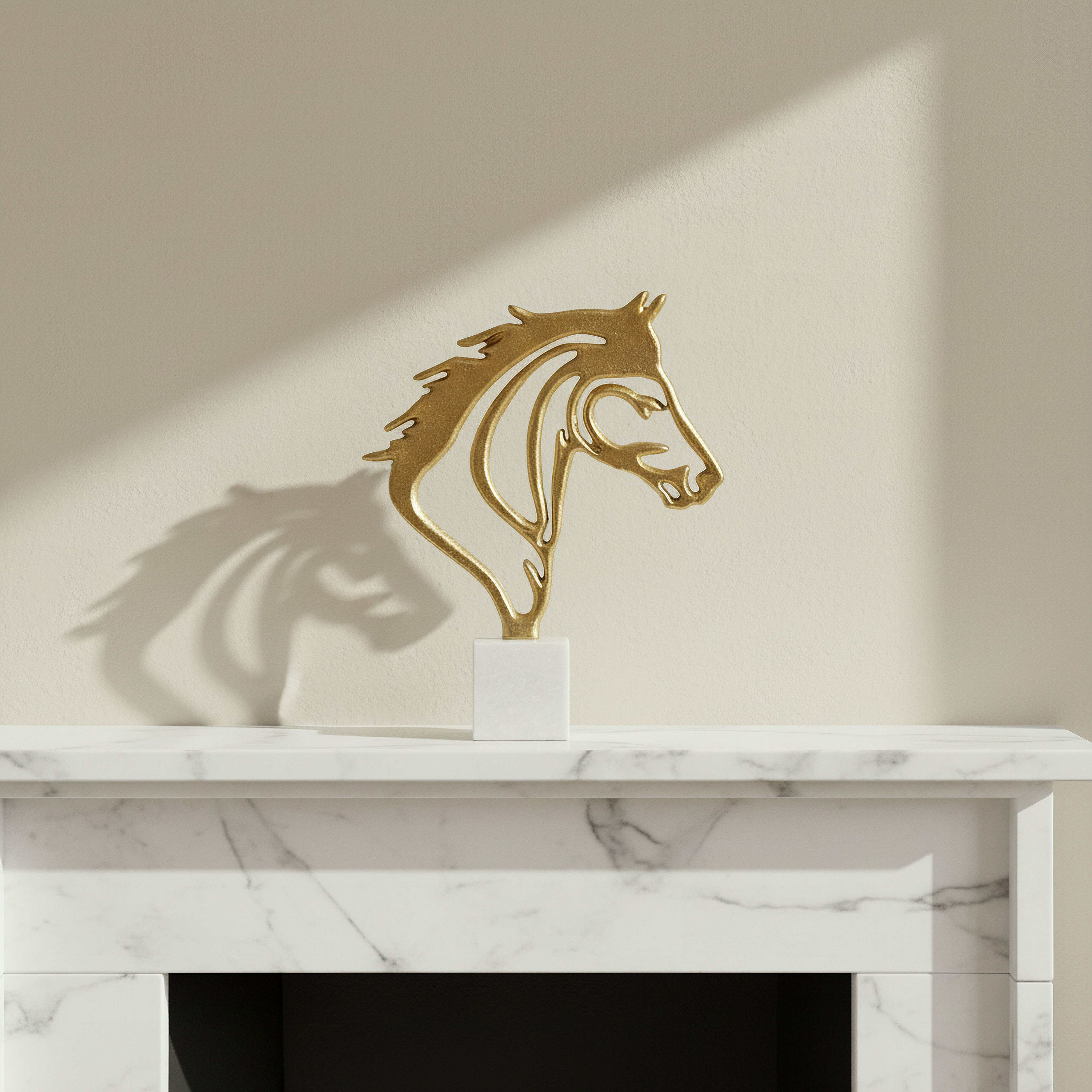 Astro Aluminium Horse Accent with Marble Base - 29x8x36 cm-hbxhomeware-homedecor-figurinesandornaments-image-1