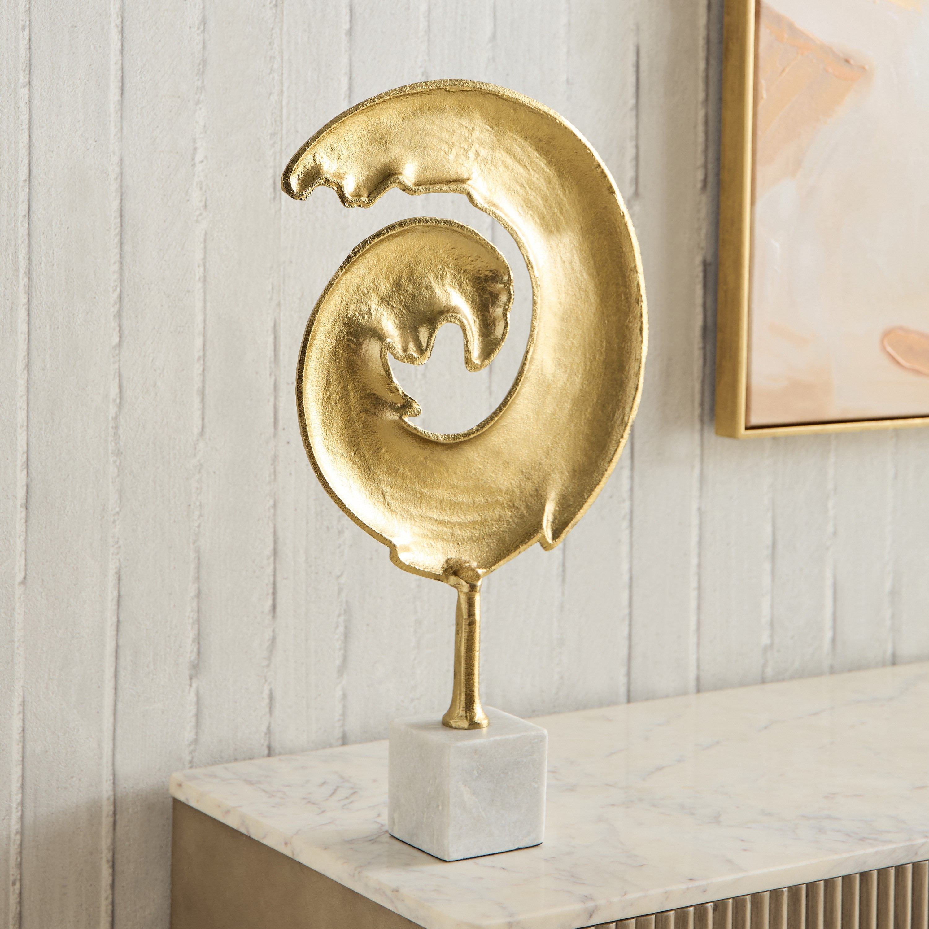 ديكور طاولة ألومنيوم تجريدي بقاعدة رخام من بليك - 29x8x50 سم-hbxhomeware-homedecor-figurinesandornaments-image-2