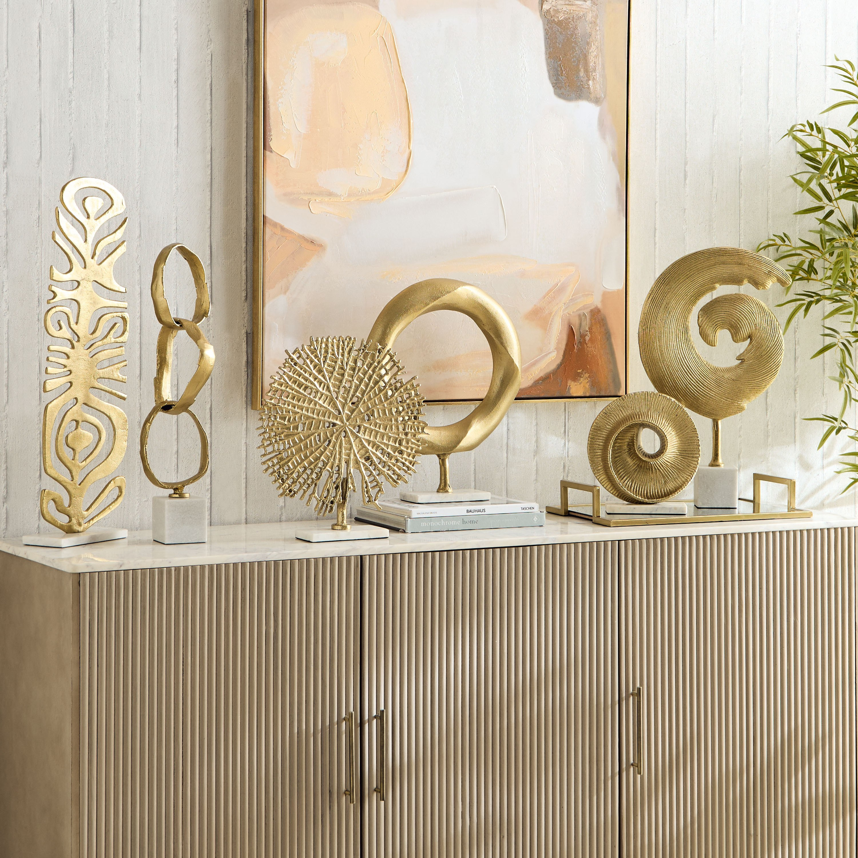 ديكور طاولة ألومنيوم تجريدي بقاعدة رخام من بليك - 29x8x50 سم-hbxhomeware-homedecor-figurinesandornaments-image-4