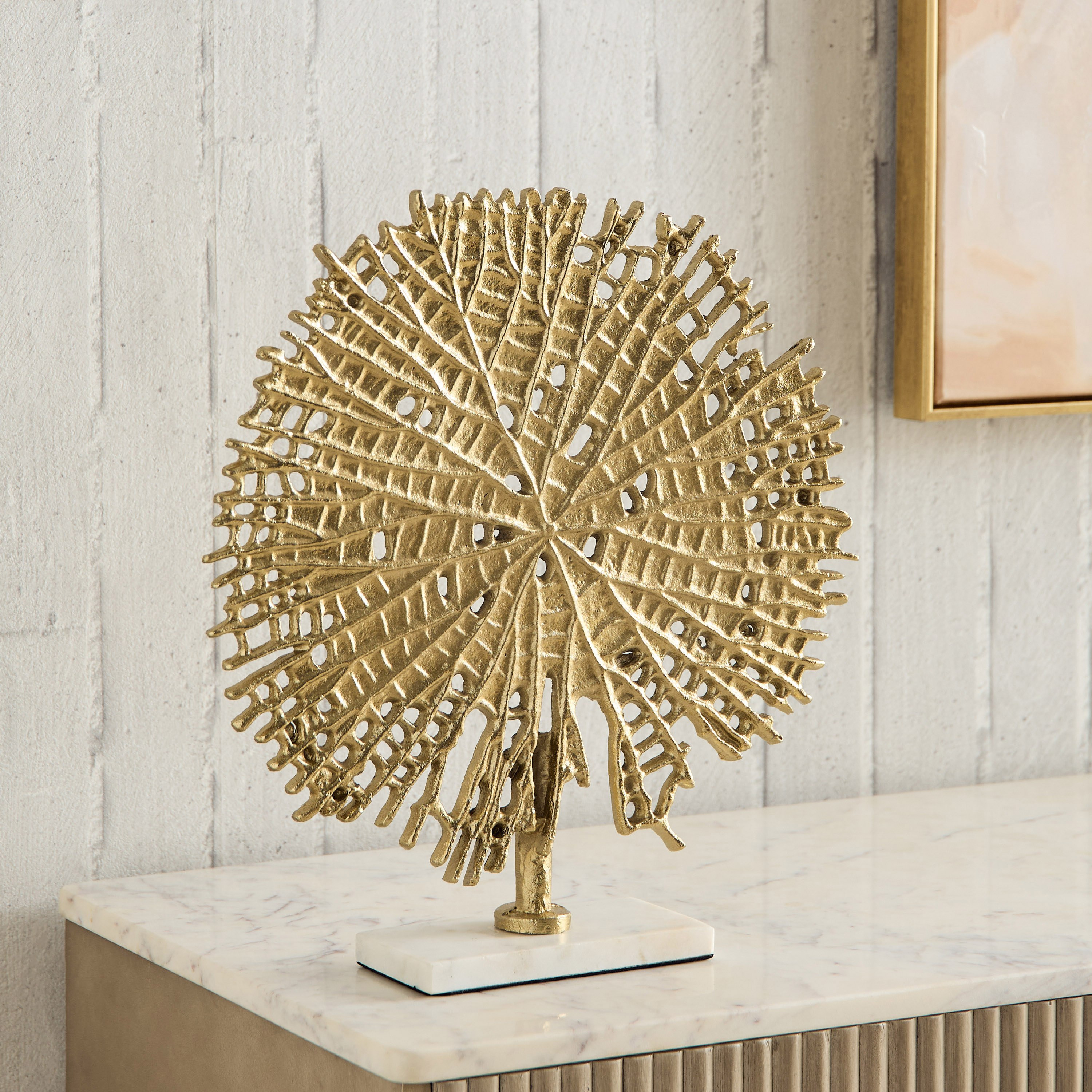 زينة طاولة شجرة الحياة ألومنيوم وقاعدة رخامية من بليك - 34×8.5×37 سم-hbxhomeware-homedecor-figurinesandornaments-image-4