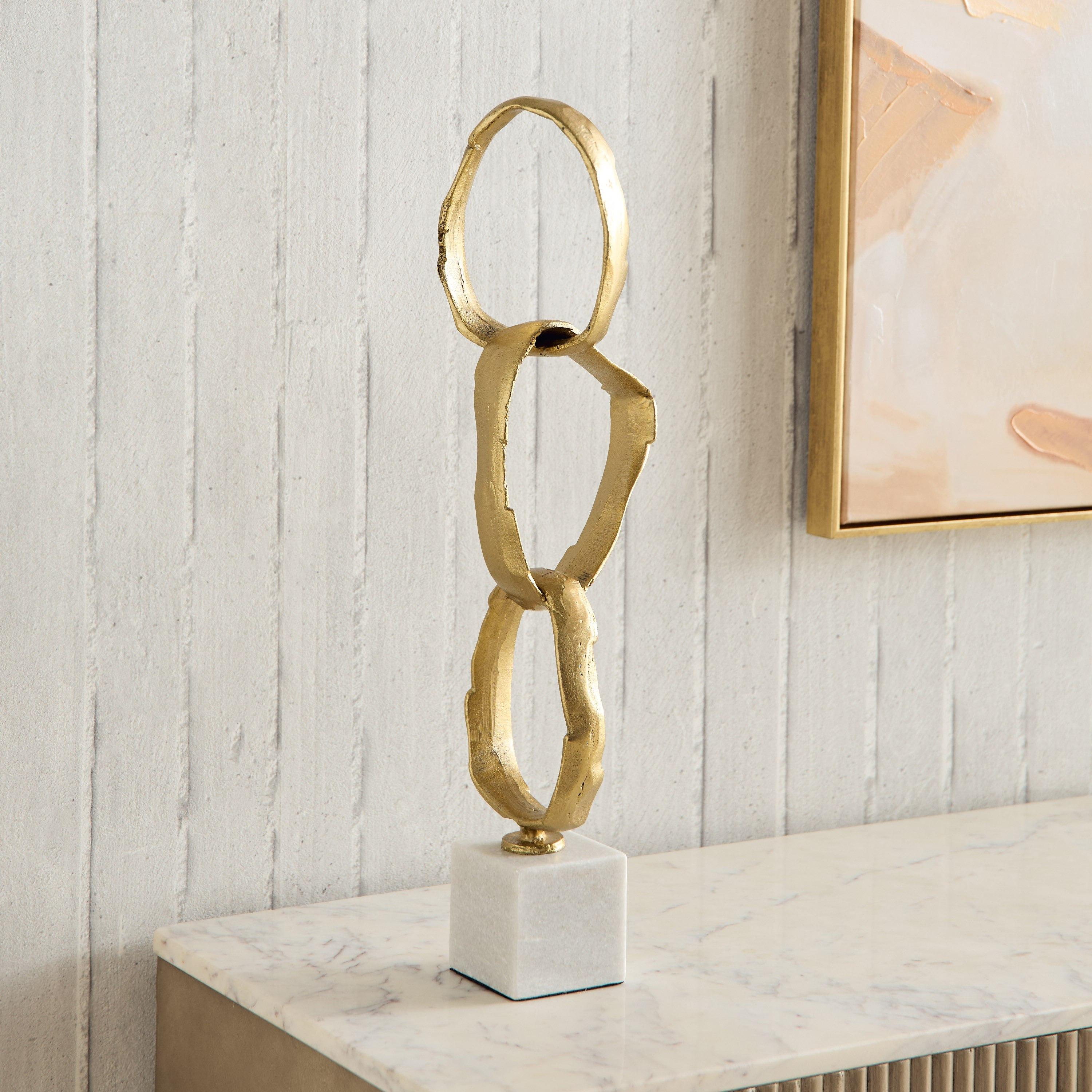 Blake Aluminium Abstract Ring Table Accent with Marble Base - 12.5x15x54 cm-hbxhomeware-homedecor-figurinesandornaments-image-4