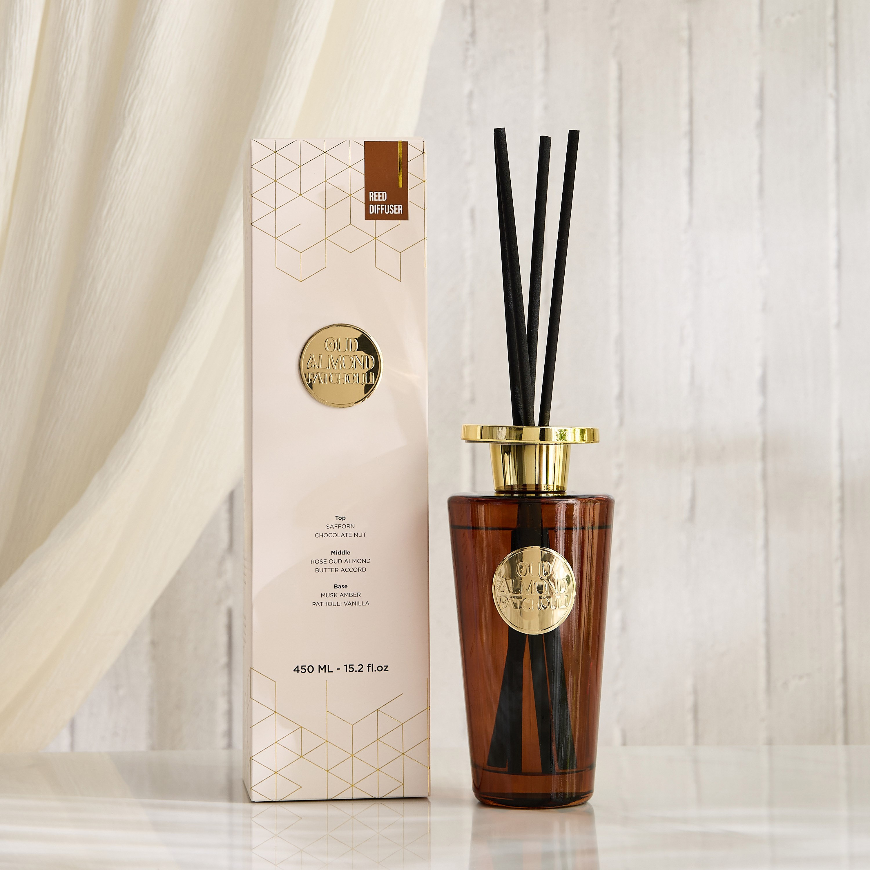 Evode Premium Collection Almond Patchouli Reed Diffuser - 450 ml-hbxhomeware-hbxdecorandfurnishings-image-4