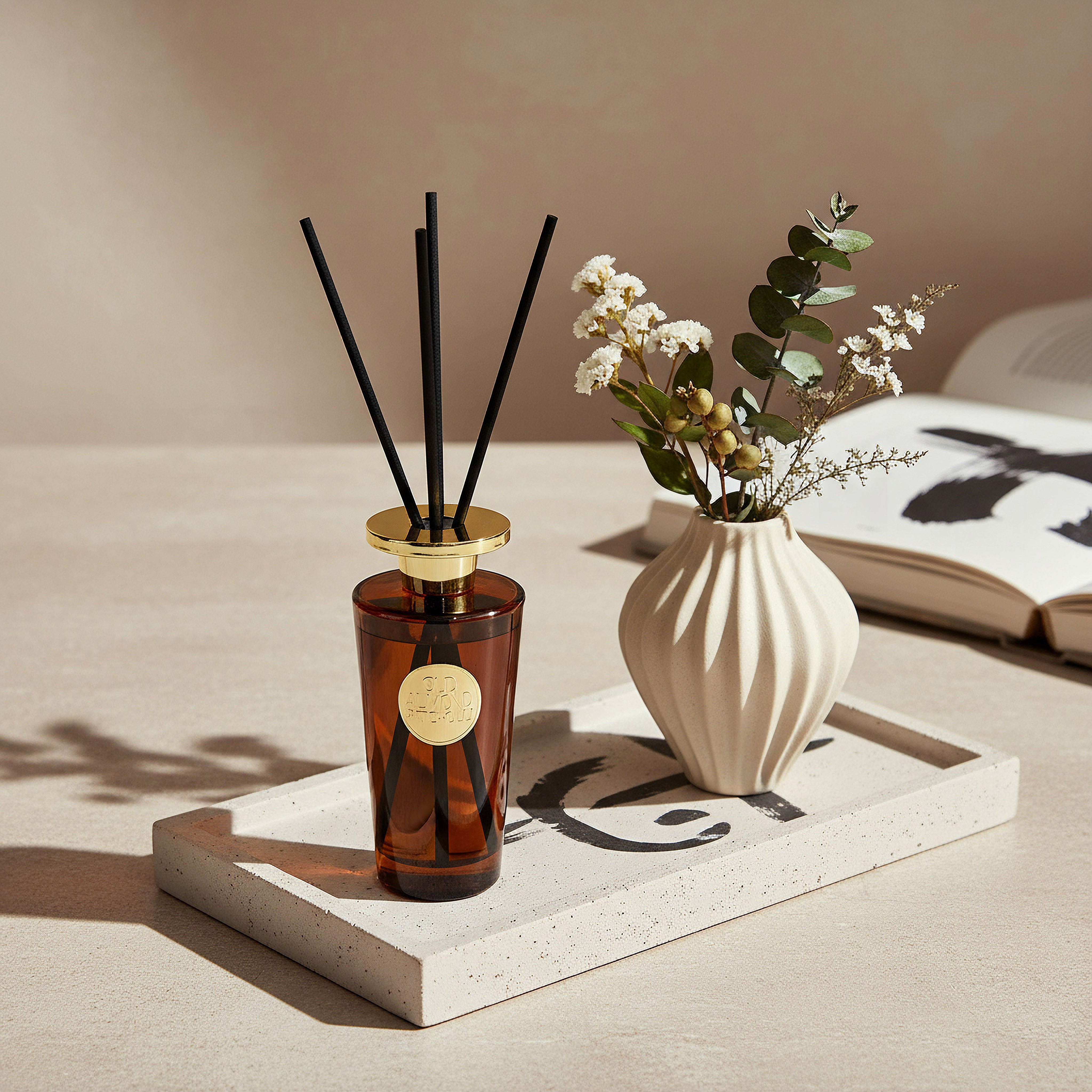 Evode Premium Collection Almond Patchouli Reed Diffuser - 450 ml-hbxhomeware-hbxdecorandfurnishings-image-3