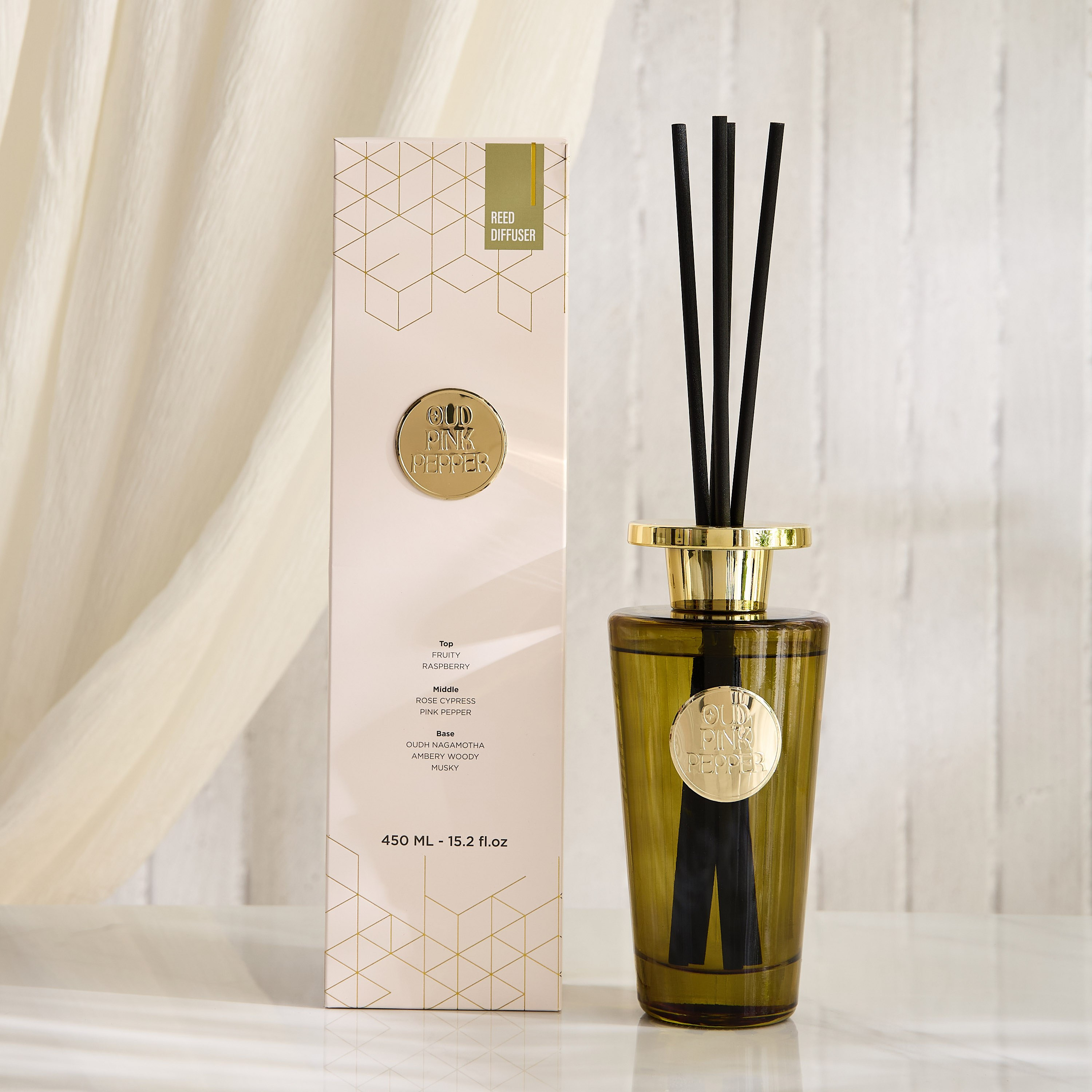 Evode Premium Collection Oudh Pink Pepper Reed Diffuser - 450 ml-hbxhomeware-hbxdecorandfurnishings-image-4