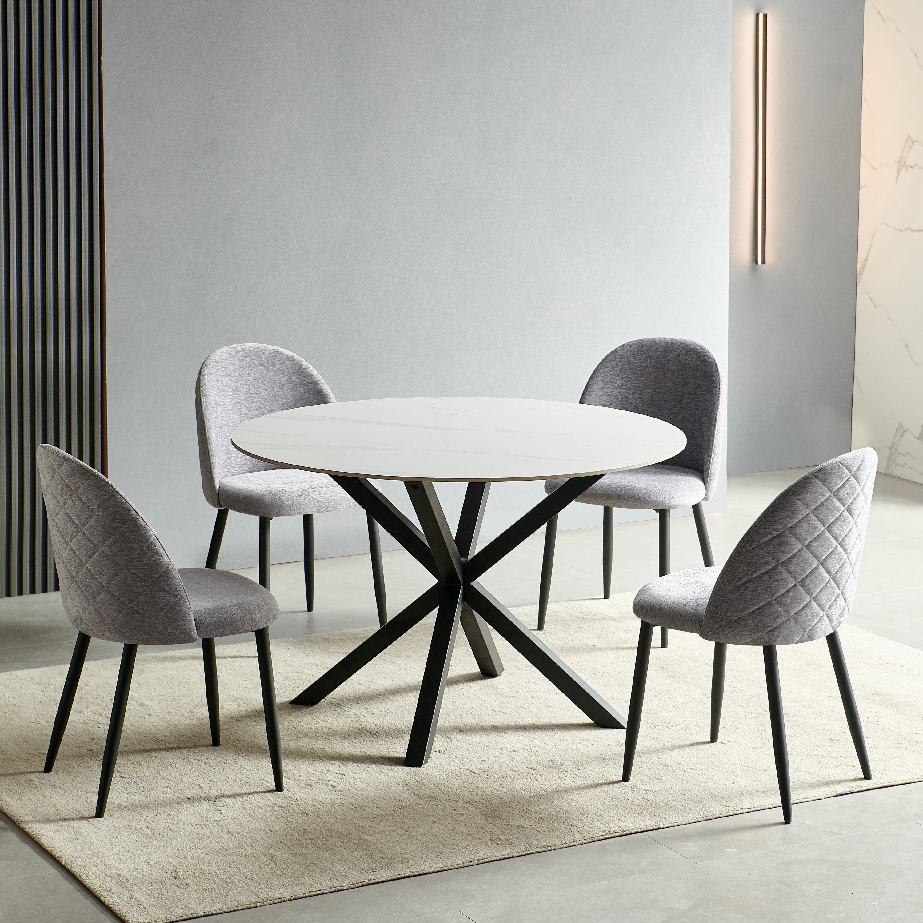 طقم طاولة سفرة مستديرة من الحجر الملبد لـ 4 مقاعد من ويلويك-hbxfurniture-diningtablesandsets-diningtables-fourseater-image-9