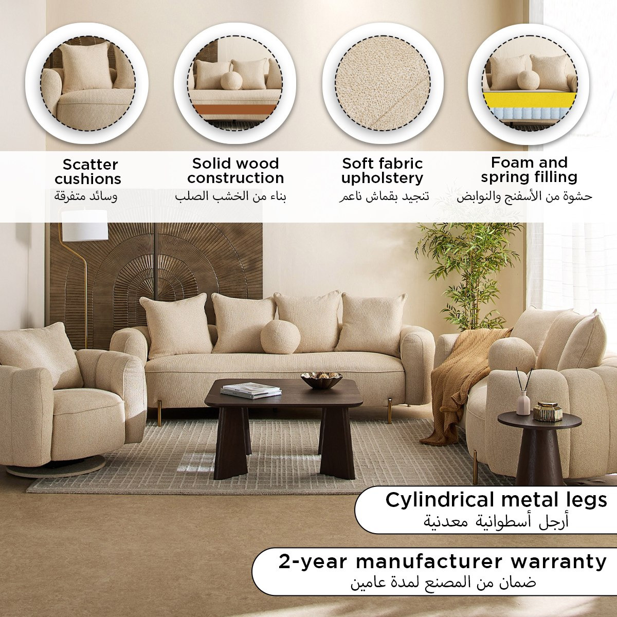 France 4-Seater Fabric Sofa with 5 Cushions-hbxlivingroom-sofasandarmchairs-sofas-image-13