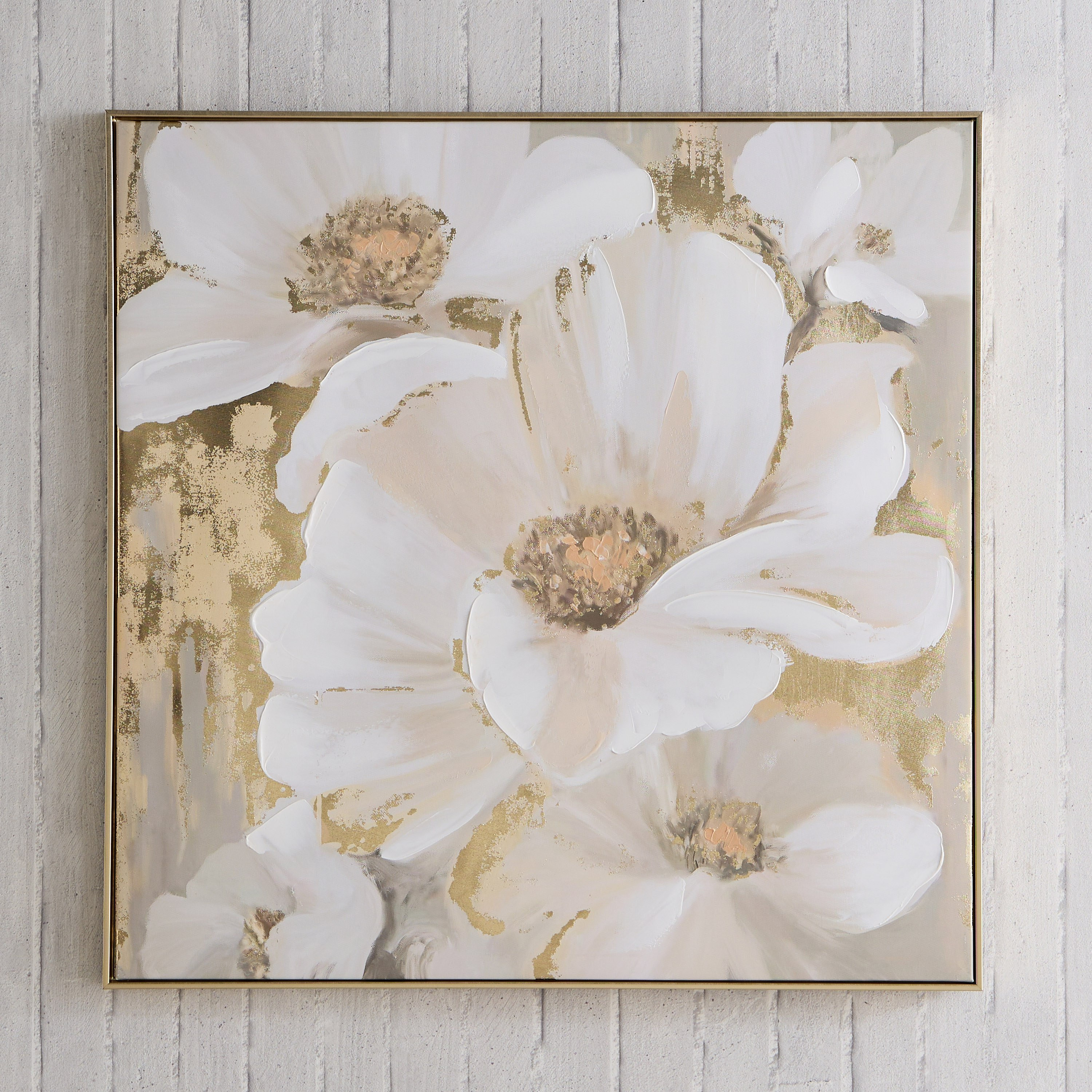 Orson 80% Hand Painted Gold Foil Floral Framed Canvas Wall Art - 80x3x80 cm-hbxhomeware-hbxdecorandfurnishings-image-2