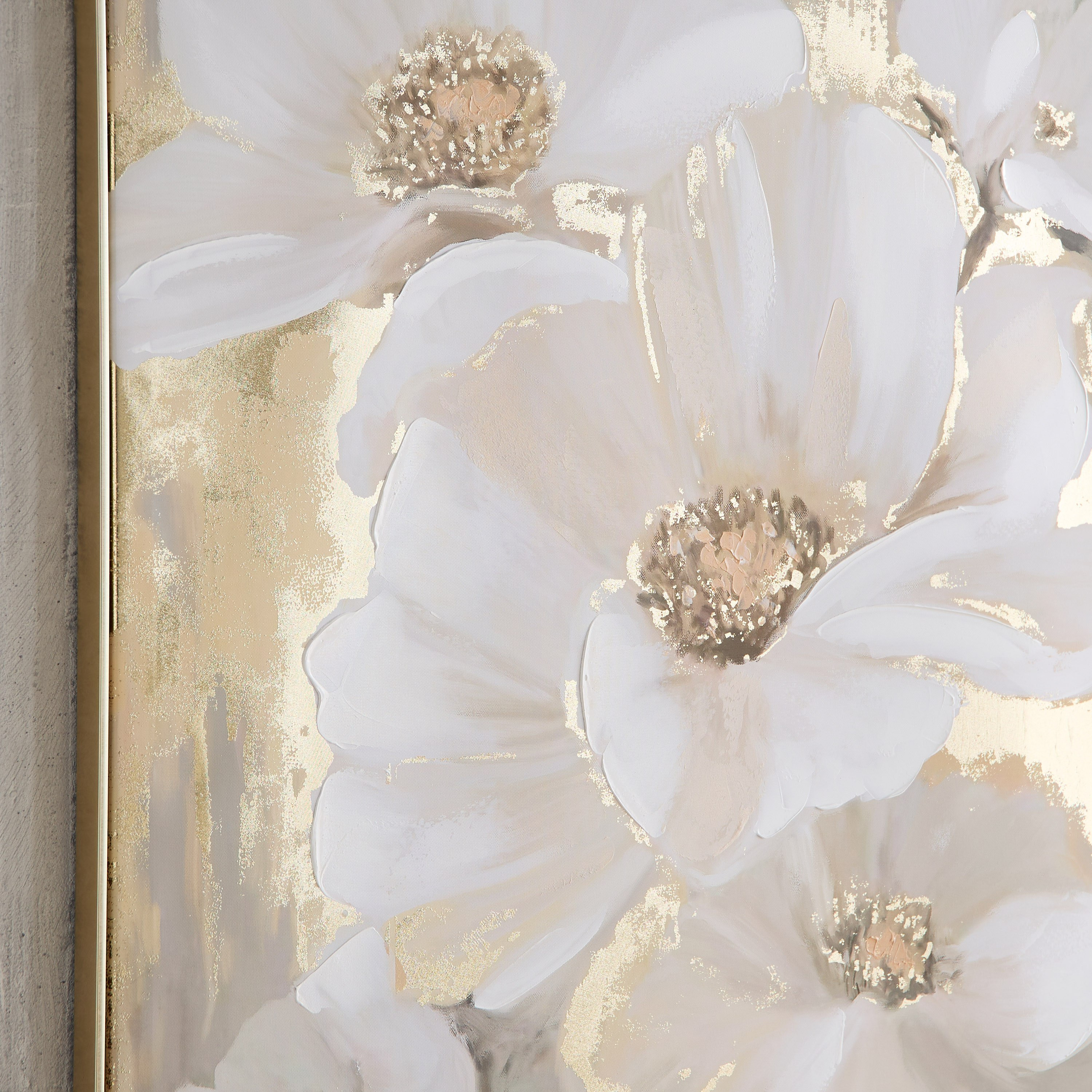 Orson 80% Hand Painted Gold Foil Floral Framed Canvas Wall Art - 80x3x80 cm-hbxhomeware-hbxdecorandfurnishings-image-3