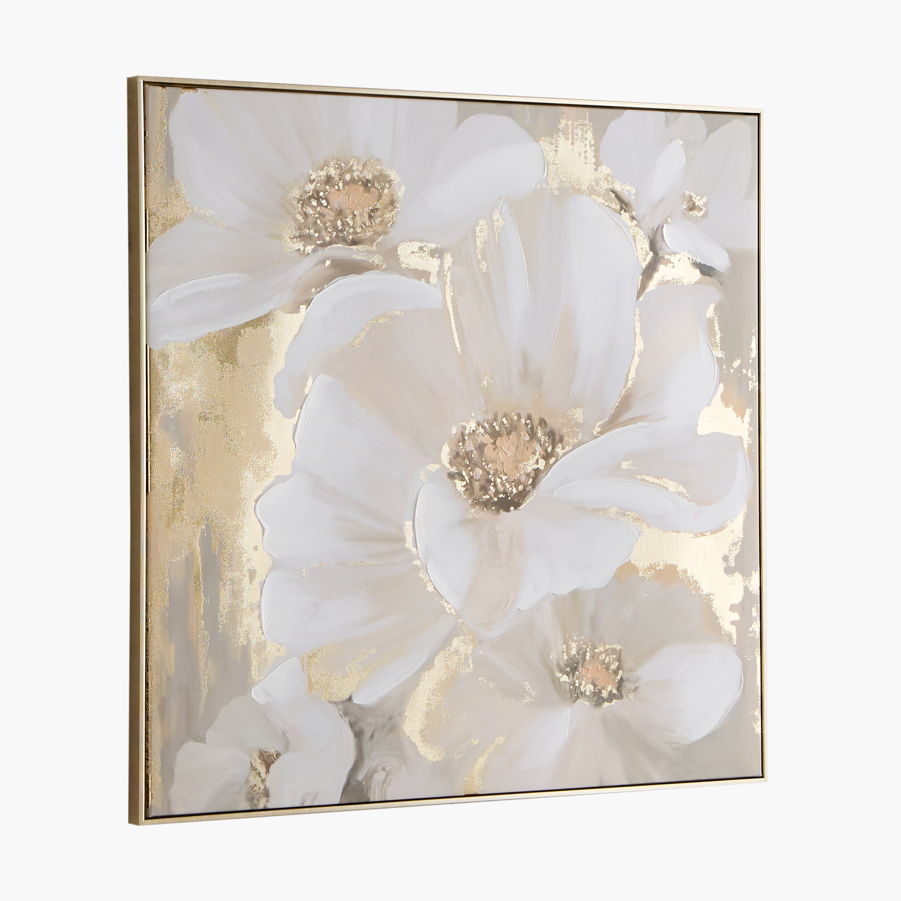 Orson 80% Hand Painted Gold Foil Floral Framed Canvas Wall Art - 80x3x80 cm-hbxhomeware-hbxdecorandfurnishings-image-5