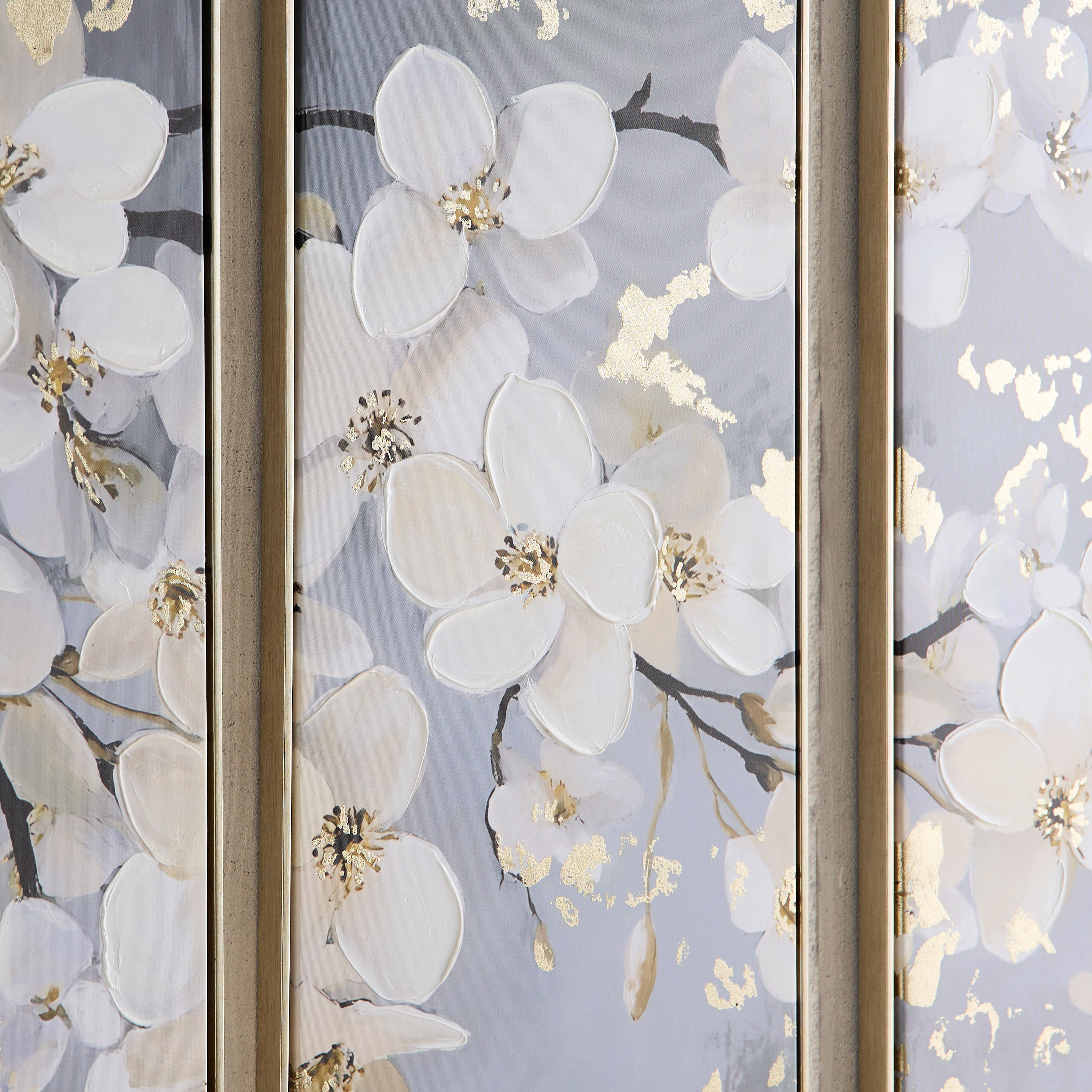 Orson 3-Piece Framed 80% Hand-Painted Floral Canvas Wall Art Set - 40x3x80 cm-hbxhomeware-hbxdecorandfurnishings-image-3