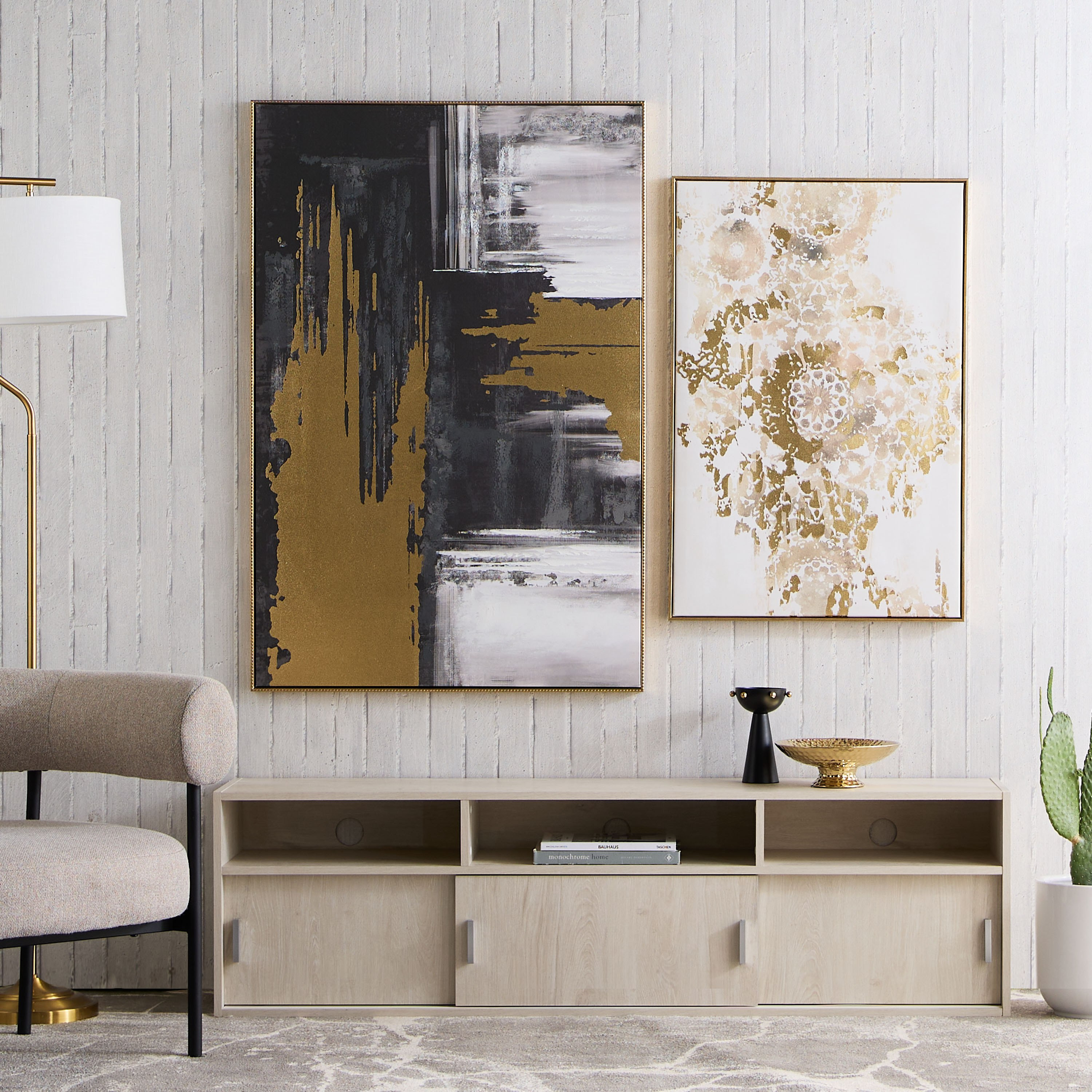 Orson Foil Hand-Painted Abstract Framed Canvas Wall Art - 60x3x90 cm-hbxhomeware-hbxdecorandfurnishings-image-4