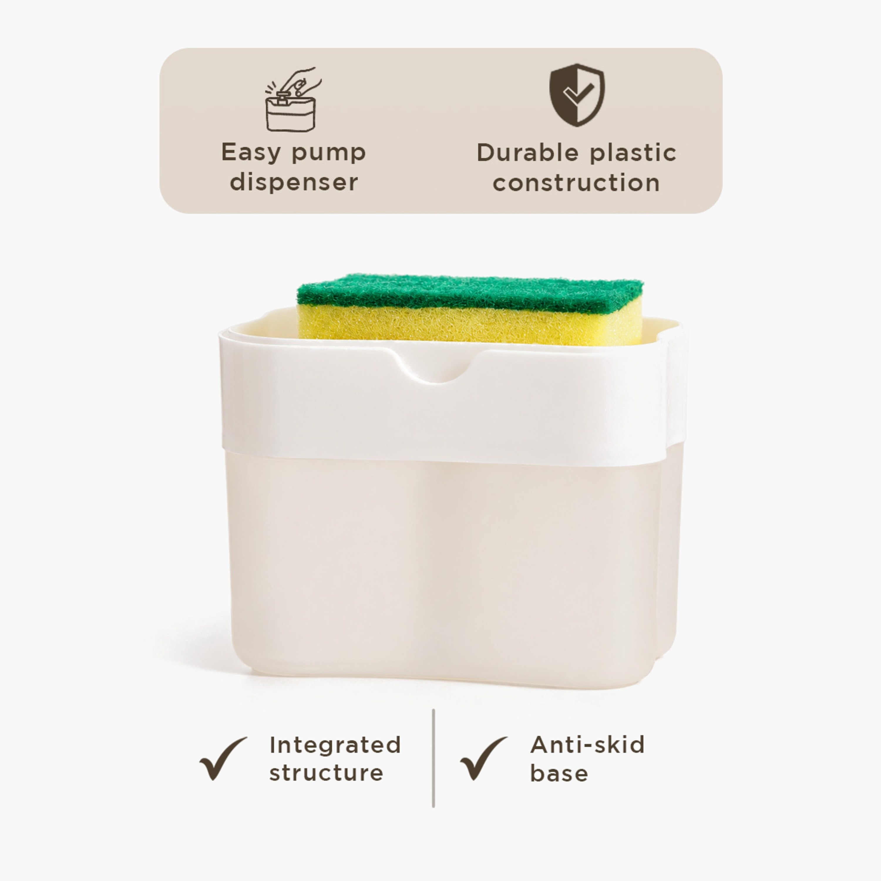 Mica 2-in-1 Soap Dispenser with Sponge - 14.5x9.5x10.7 cm-hbxbathroom-laundry-cleaningaccessories-image-6