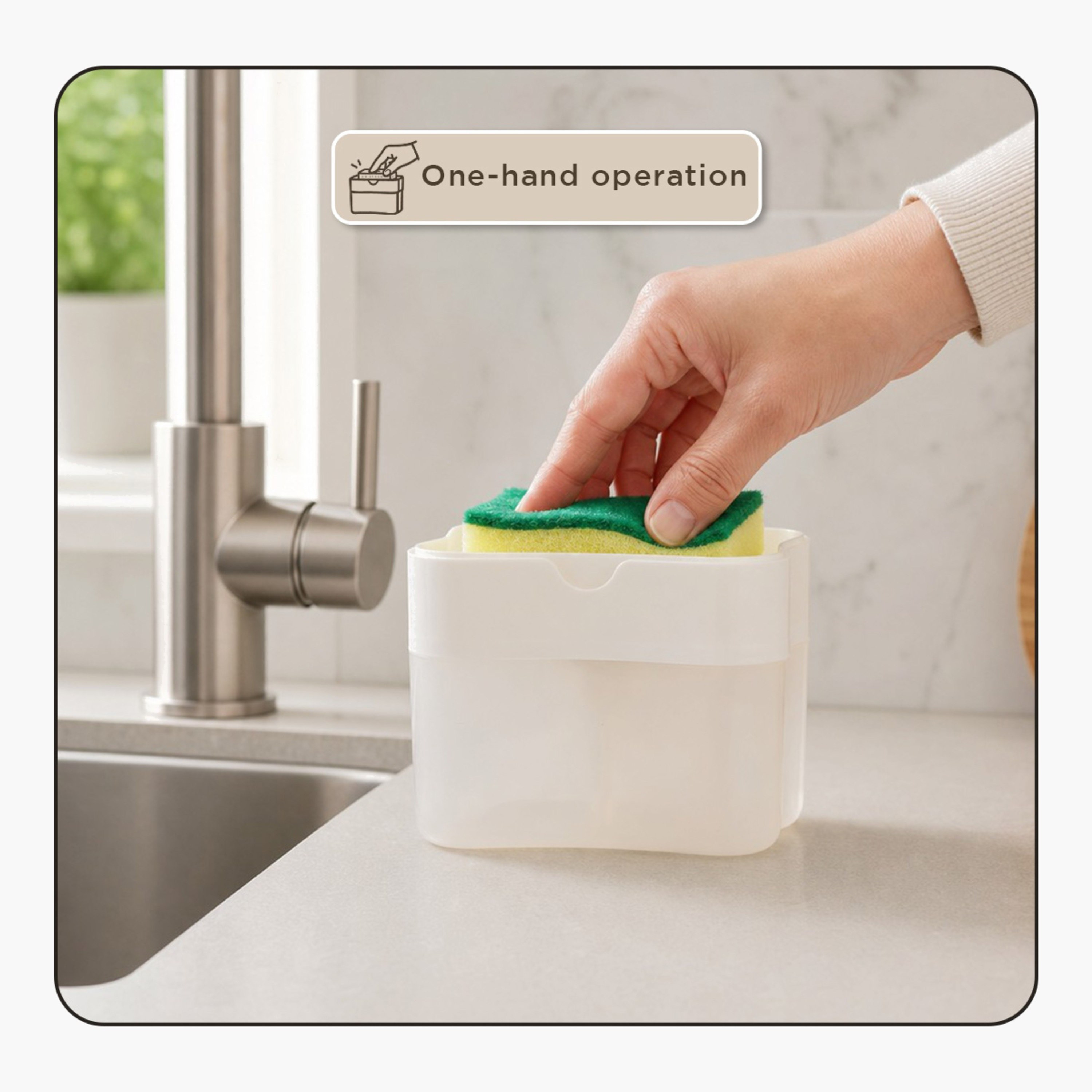 Mica 2-in-1 Soap Dispenser with Sponge - 14.5x9.5x10.7 cm-hbxbathroom-laundry-cleaningaccessories-image-7
