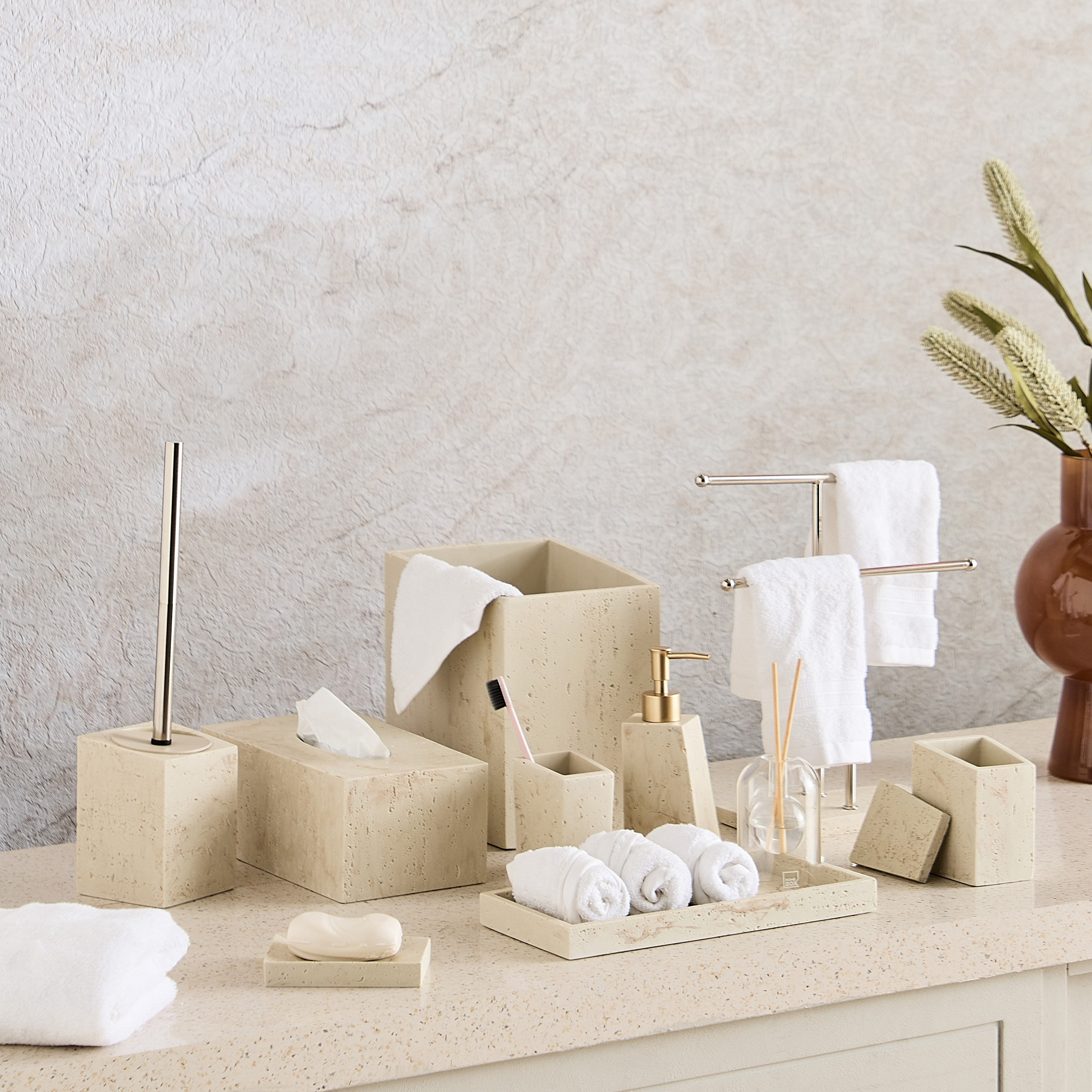 Avenue Resin Travertine Cotton Jar 8.5x7.5x12 cm-hbxhomeware-bathandlaundry-tissueboxesandcottonjars-image-4