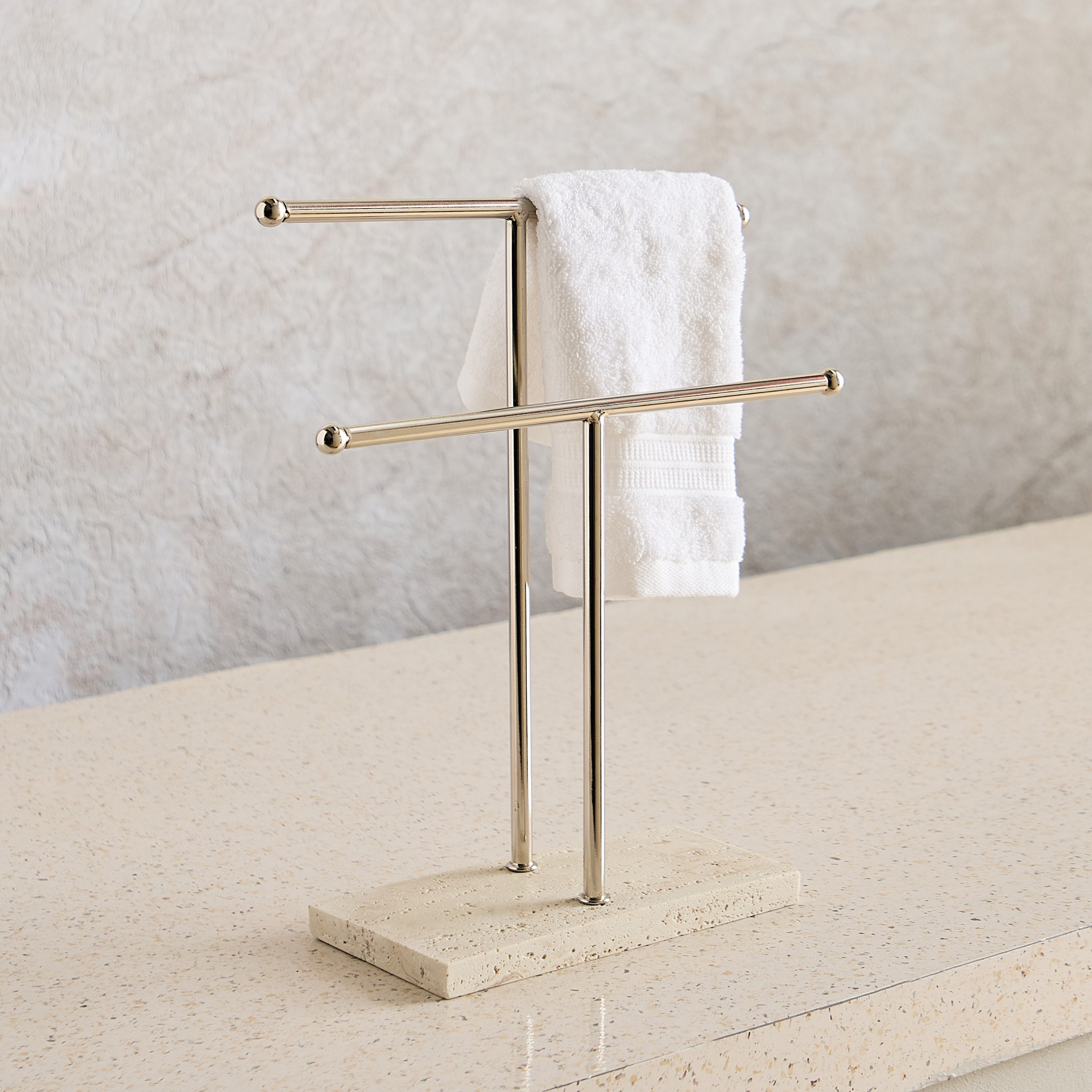 Avenue Resin Travertine Towel Holder  27x10x33 cm-hbxdecorandfurnishings-bathroomaccessories-bathroomsets-image-1