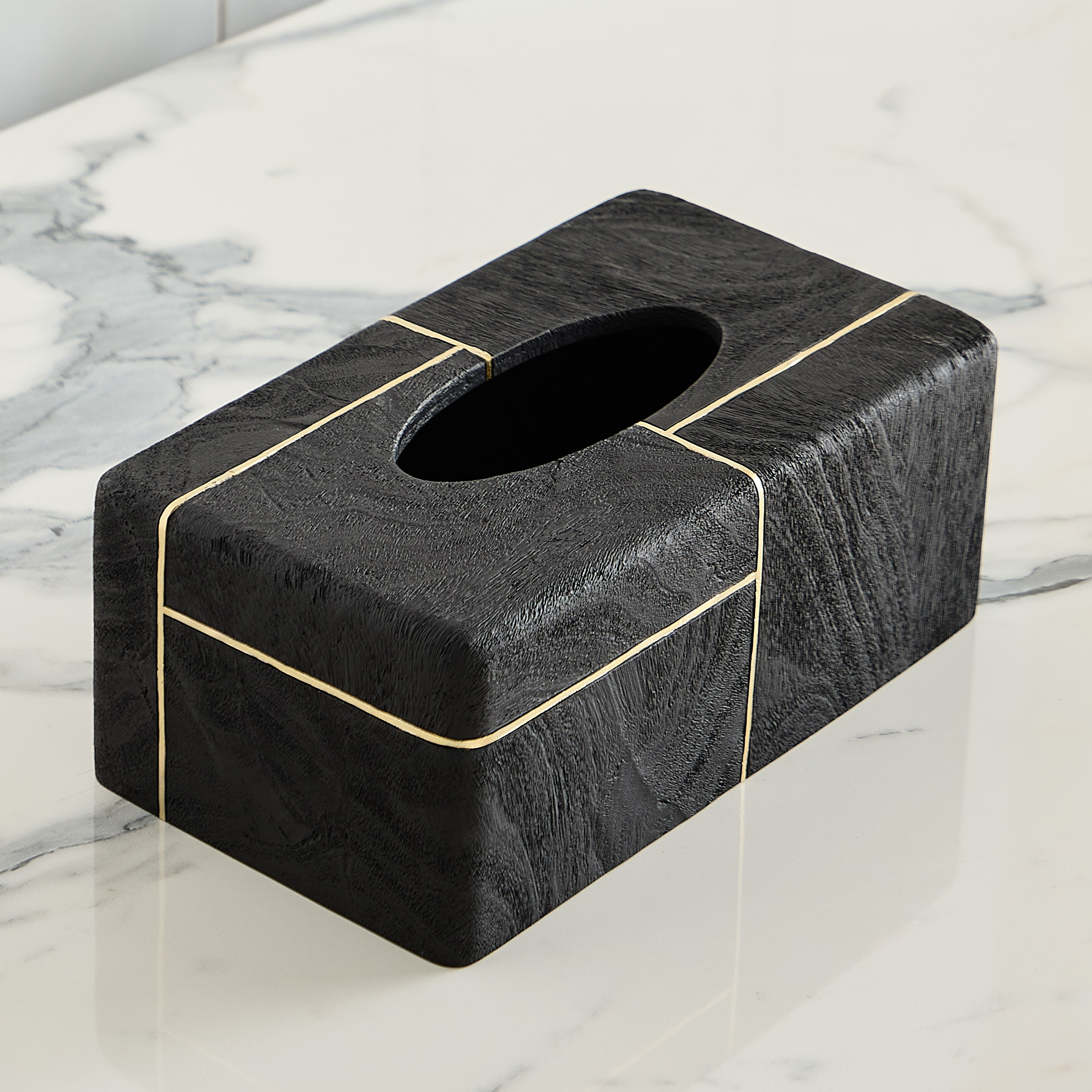 Luxe Resin Rect Tissue Box Black  26x15x10 cm-hbxhomeware-bathandlaundry-tissueboxesandcottonjars-image-2