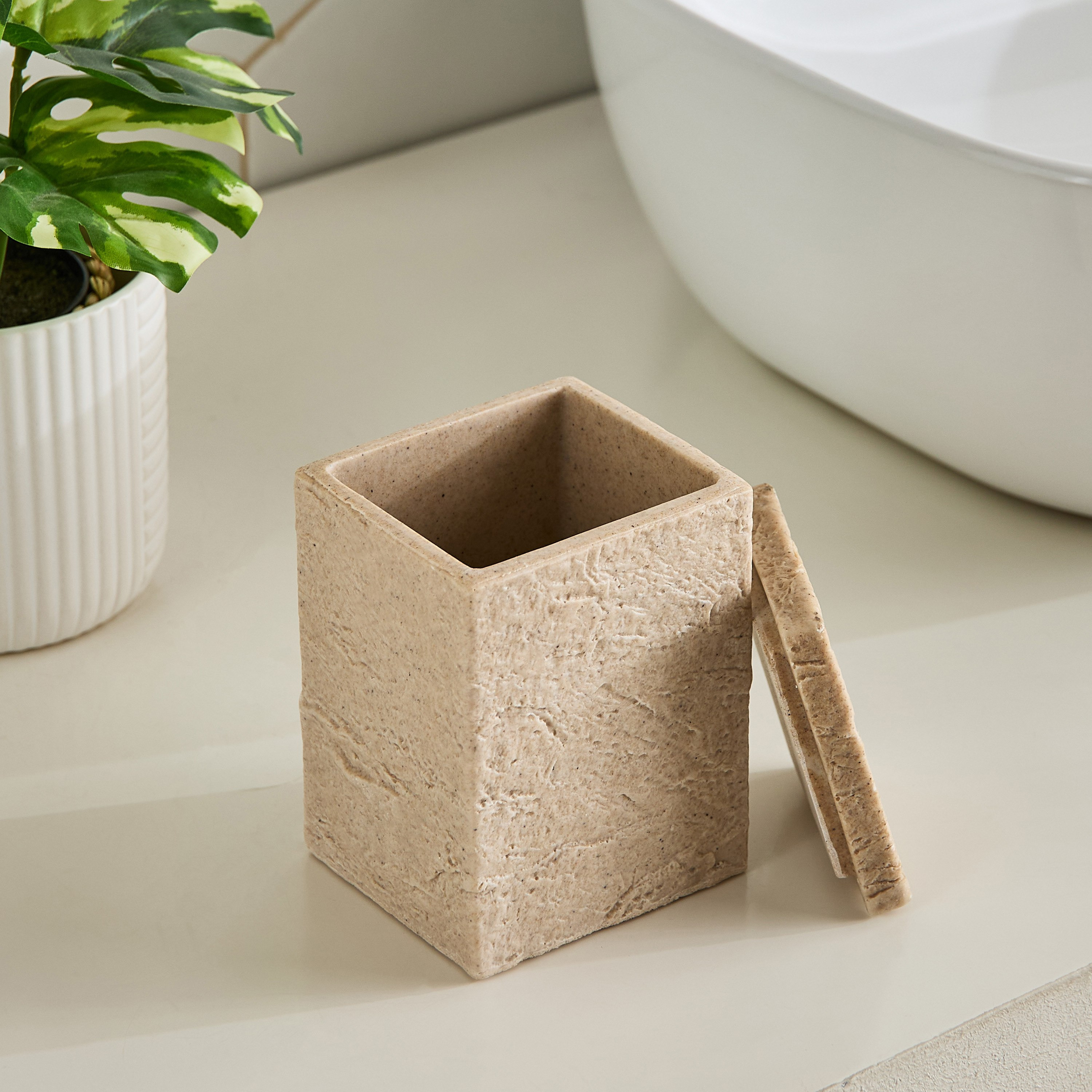 Whyton Travertine Cotton Jar - 8.5x7.5x12 cm-hbxhomeware-bathandlaundry-tissueboxesandcottonjars-image-2