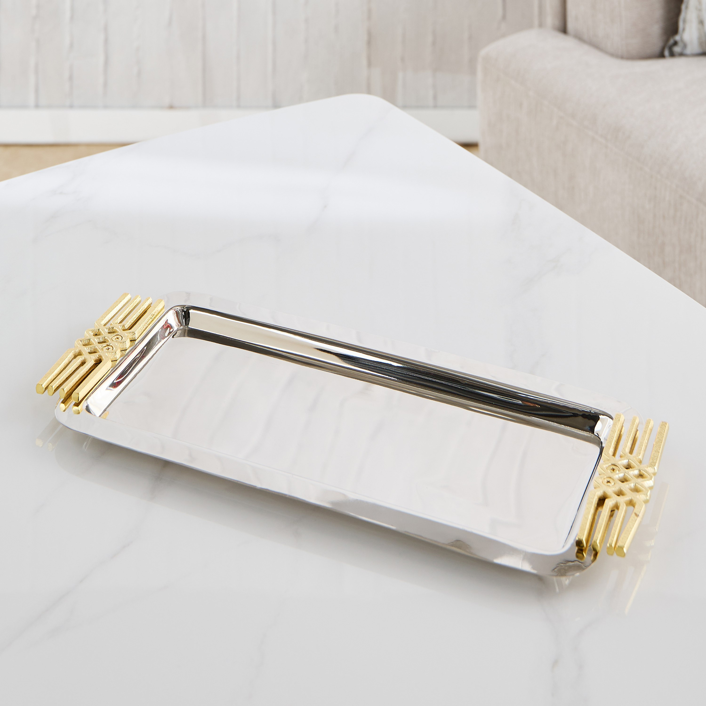 Aniq Stainless Steel Decorative Tray - 44x18x5 cm-hbxhomeware-hbxdecorandfurnishings-image-2