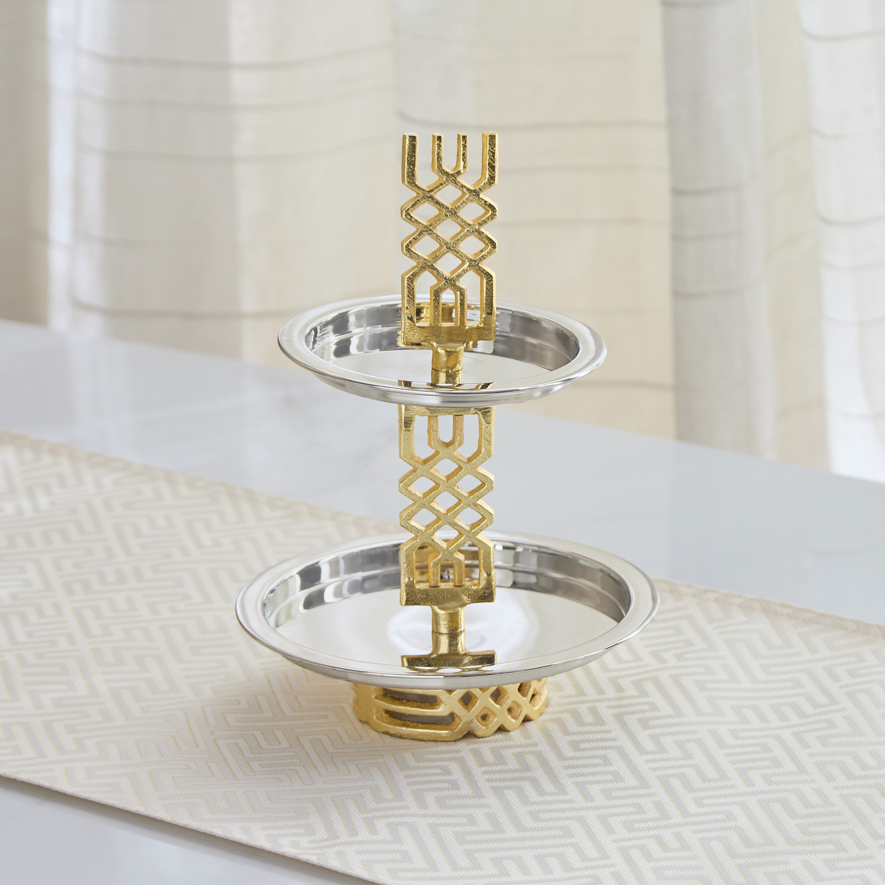 Aniq 2-Tier Stainless Steel Cake Stand - 25x25x32 cm-hbxdecorandfurnishings-tabletop-serveware-image-1