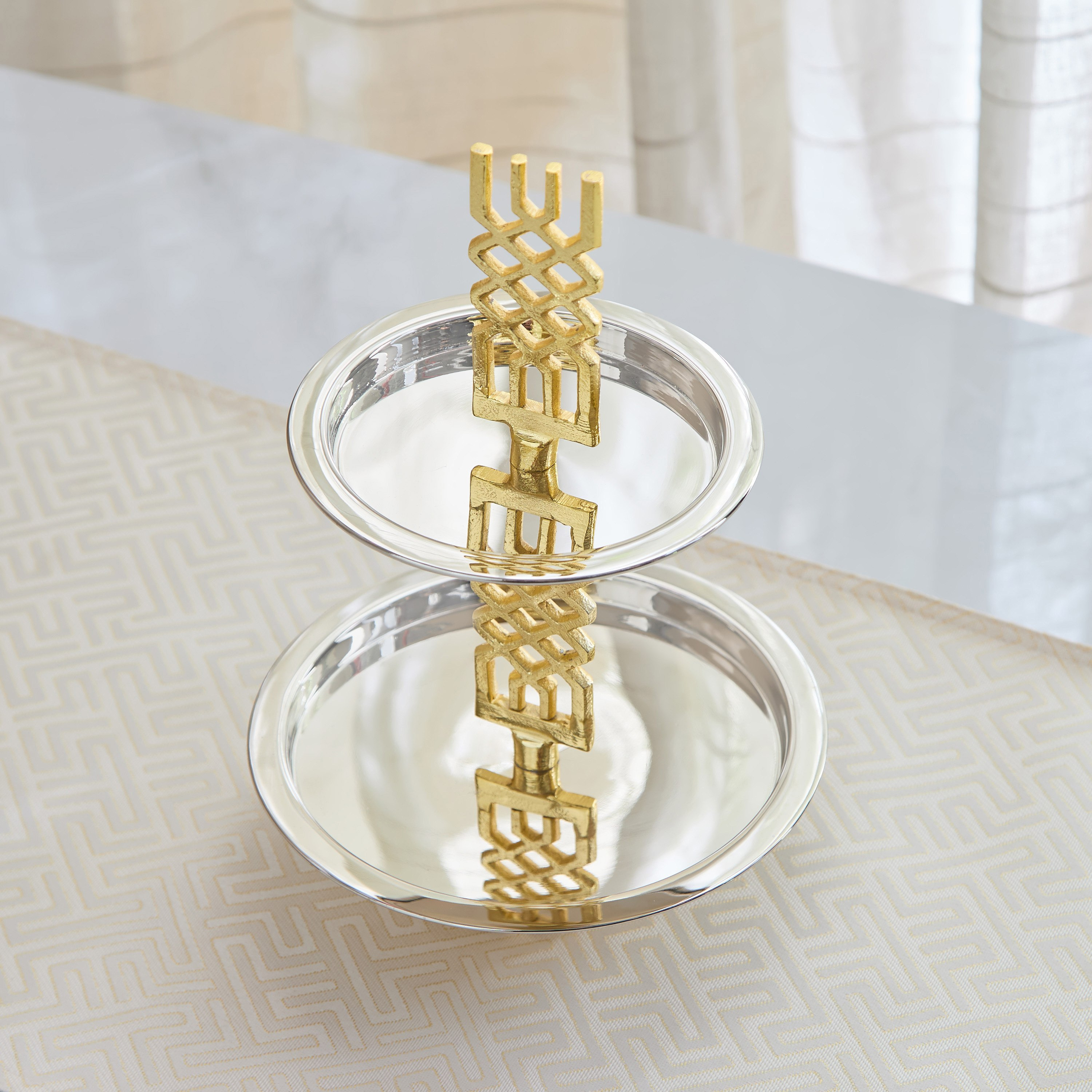 Aniq 2-Tier Stainless Steel Cake Stand - 25x25x32 cm-hbxdecorandfurnishings-tabletop-serveware-image-2