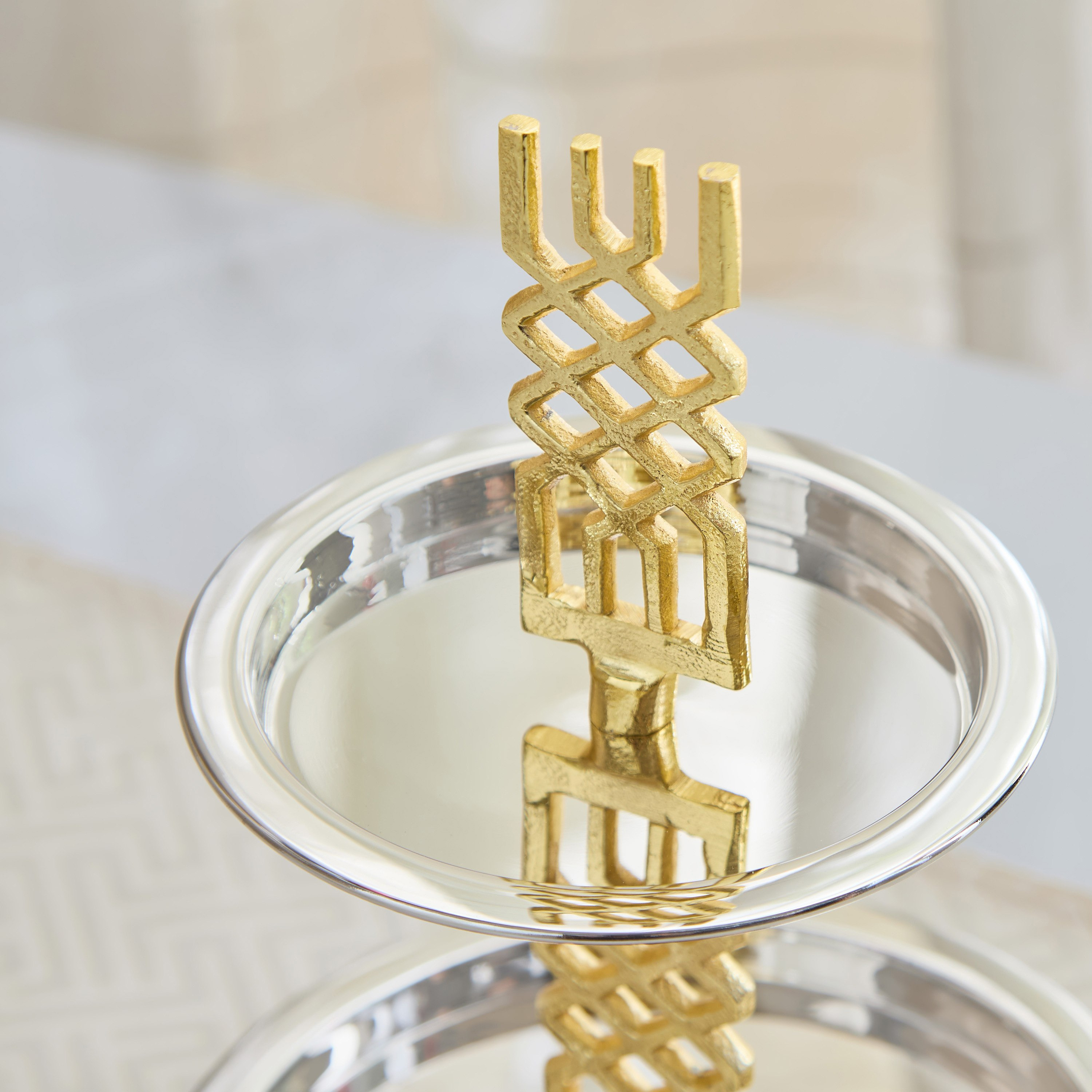 Aniq 2-Tier Stainless Steel Cake Stand - 25x25x32 cm-hbxdecorandfurnishings-tabletop-serveware-image-3