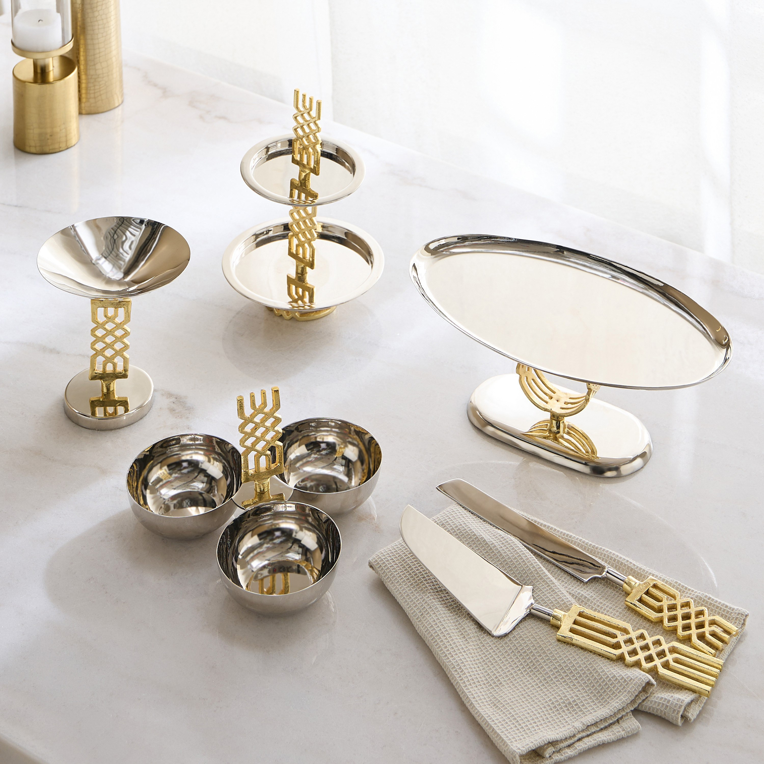 Aniq 2-Tier Stainless Steel Cake Stand - 25x25x32 cm-hbxdecorandfurnishings-tabletop-serveware-image-5