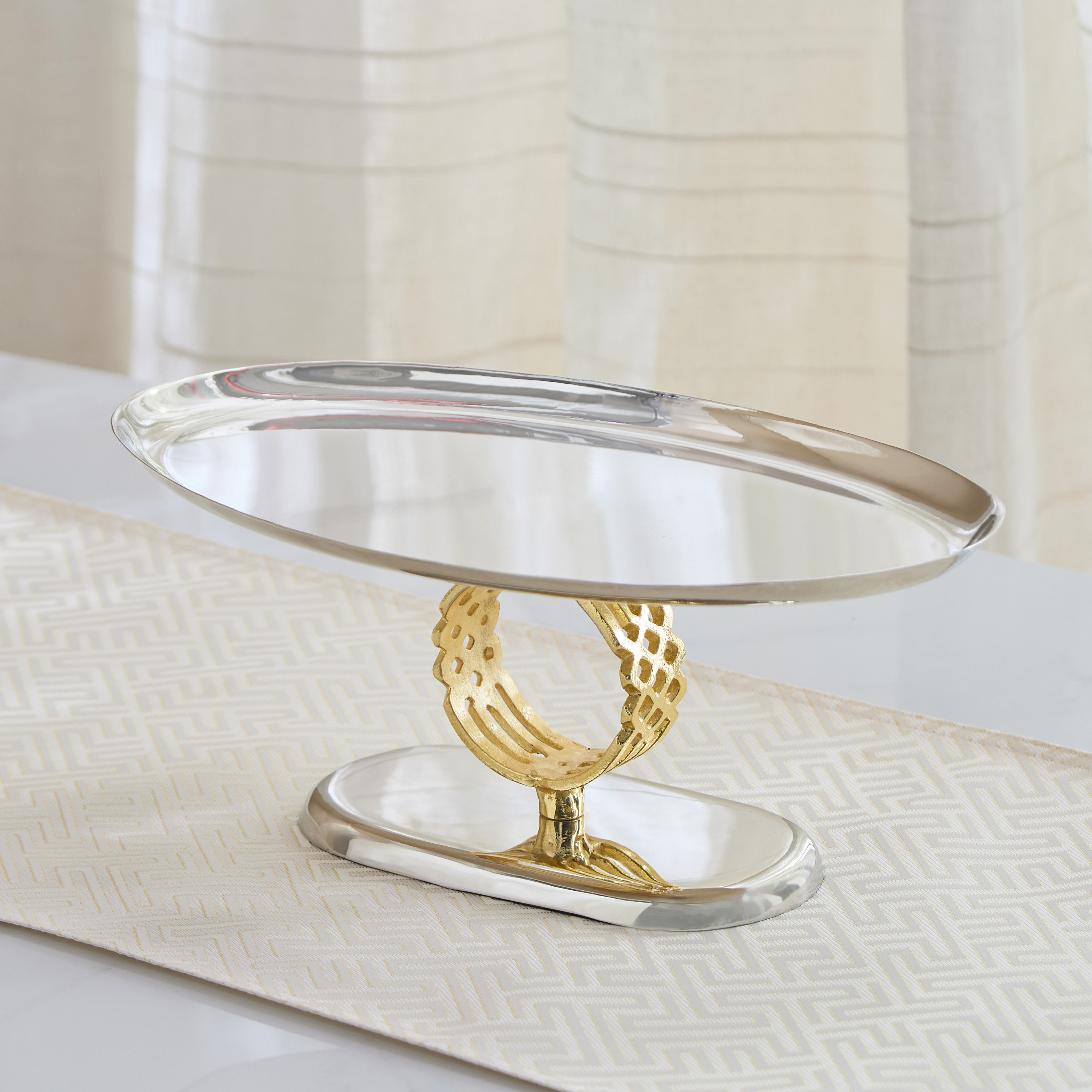 Aniq Stainless Steel Oval Serving Platter - 37x22x15 cm-hbxdecorandfurnishings-tabletop-serveware-image-1
