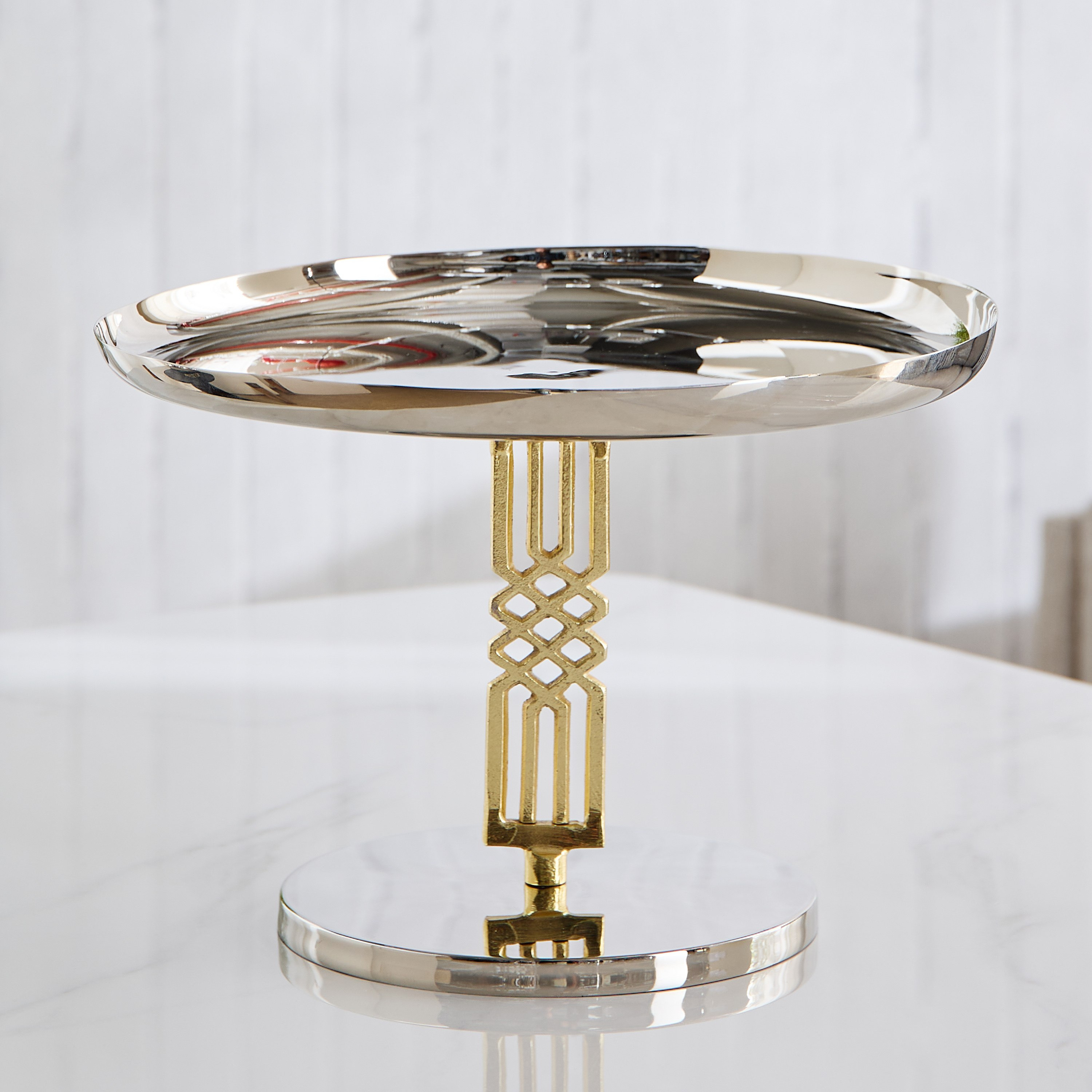 Aniq Stainless Steel Footed Decorative Stand - 32x32x19 cm-hbxhomeware-hbxdecorandfurnishings-image-1