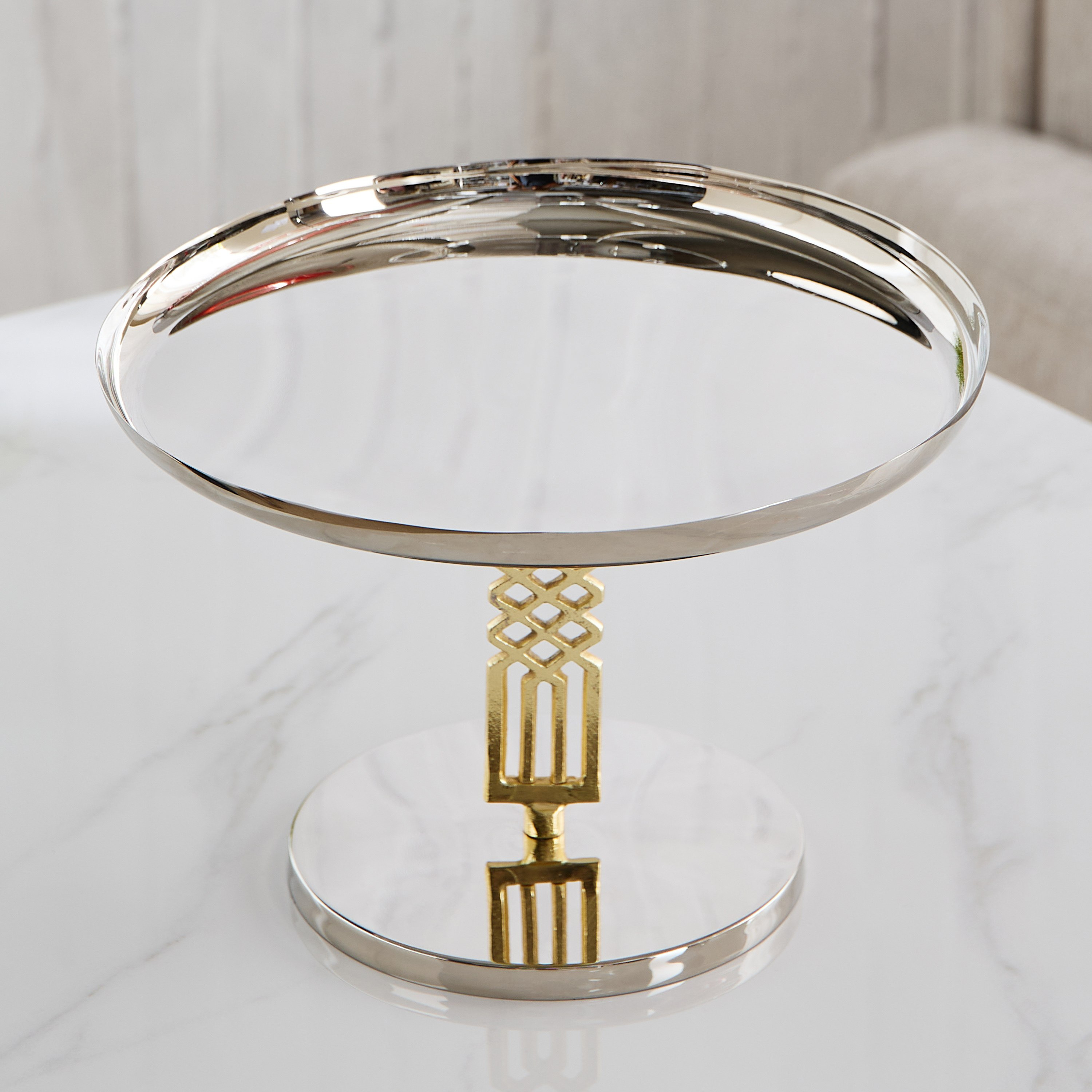 Aniq Stainless Steel Footed Decorative Stand - 32x32x19 cm-hbxhomeware-hbxdecorandfurnishings-image-2