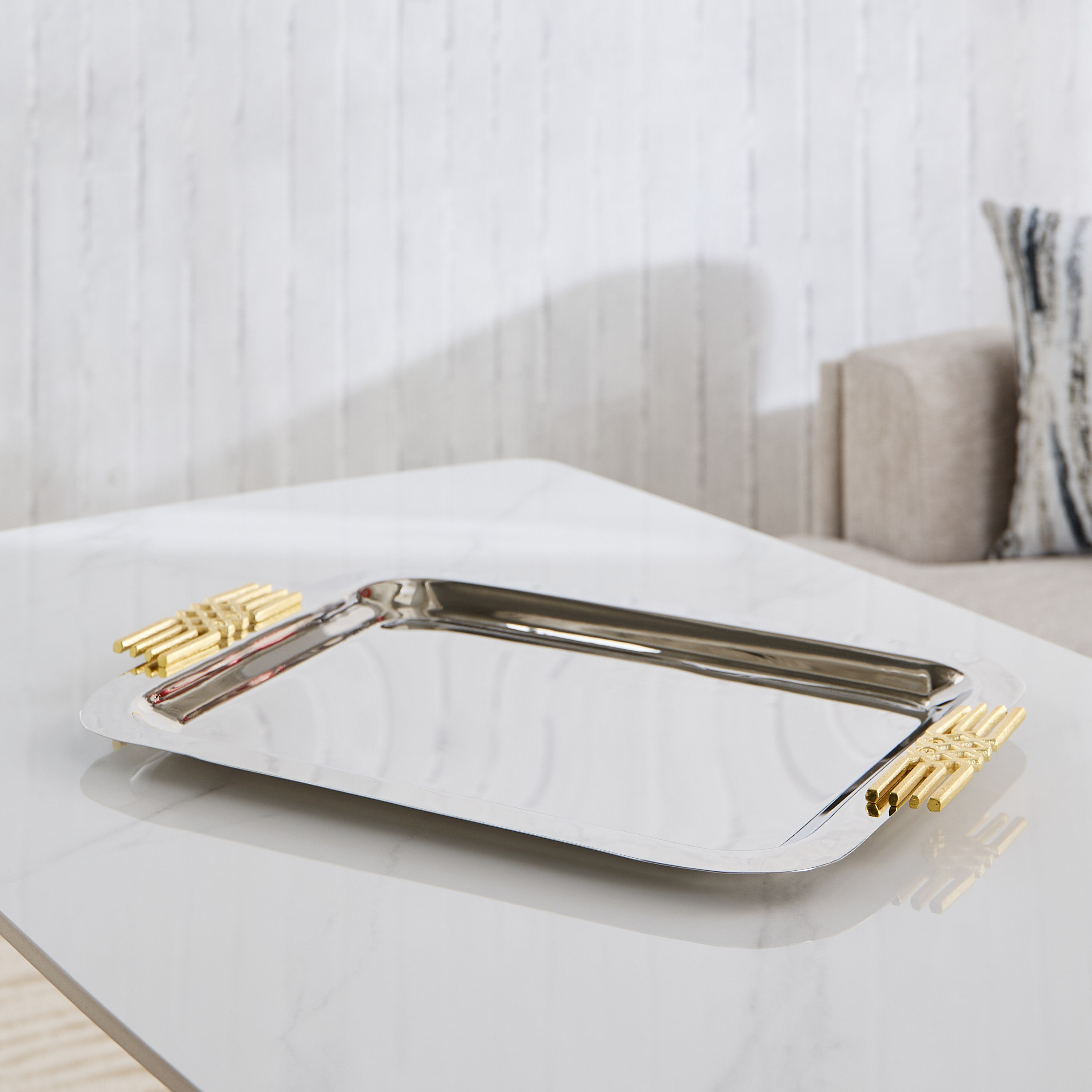 Aniq Stainless Steel Decorative Rectangle Tray - 50x36x5 cm-hbxhomeware-hbxdecorandfurnishings-image-1