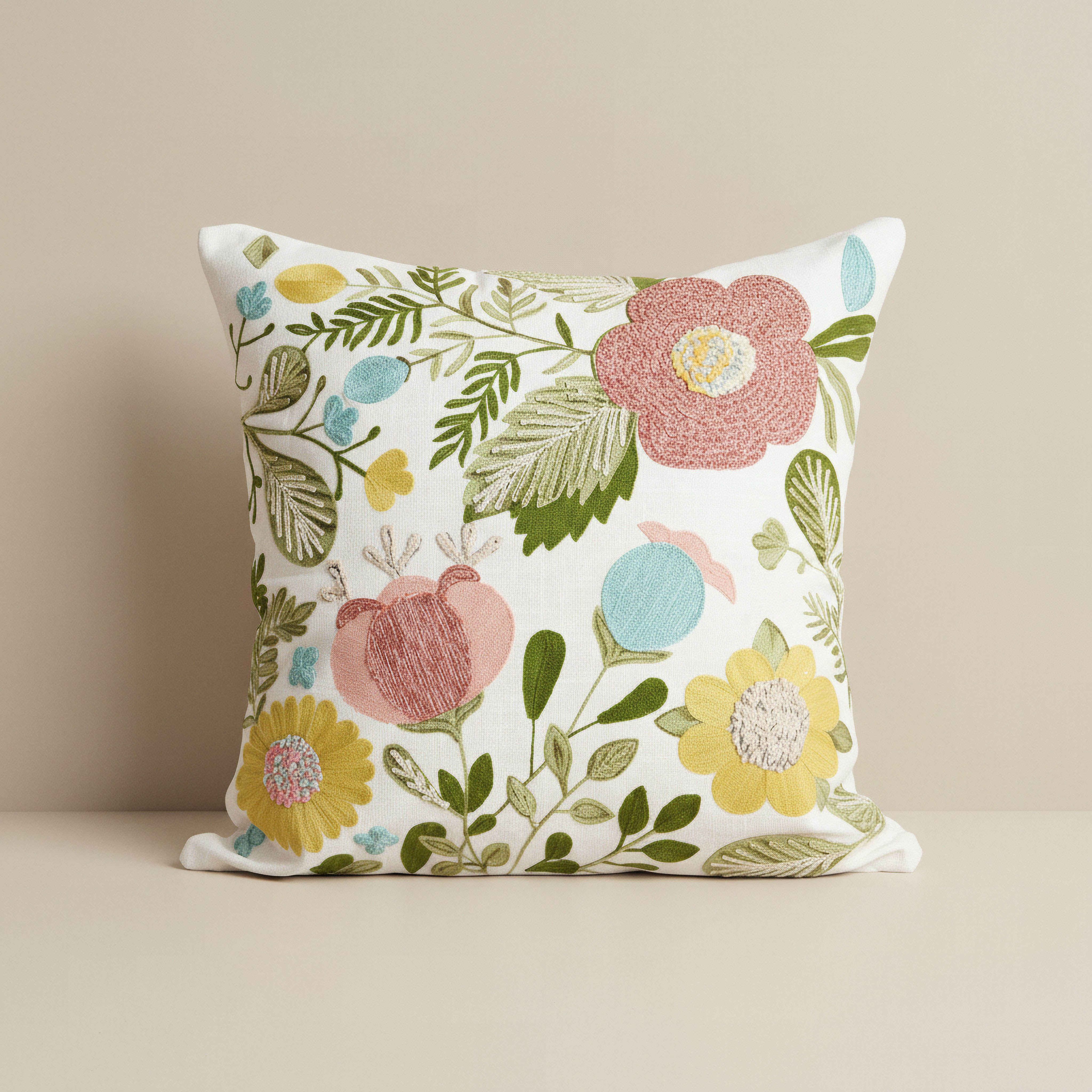 غطاء وسادة بتطريز أزهار من أيدج - 50x50 سم-hbxhomeware-hbxbedroom-image-1