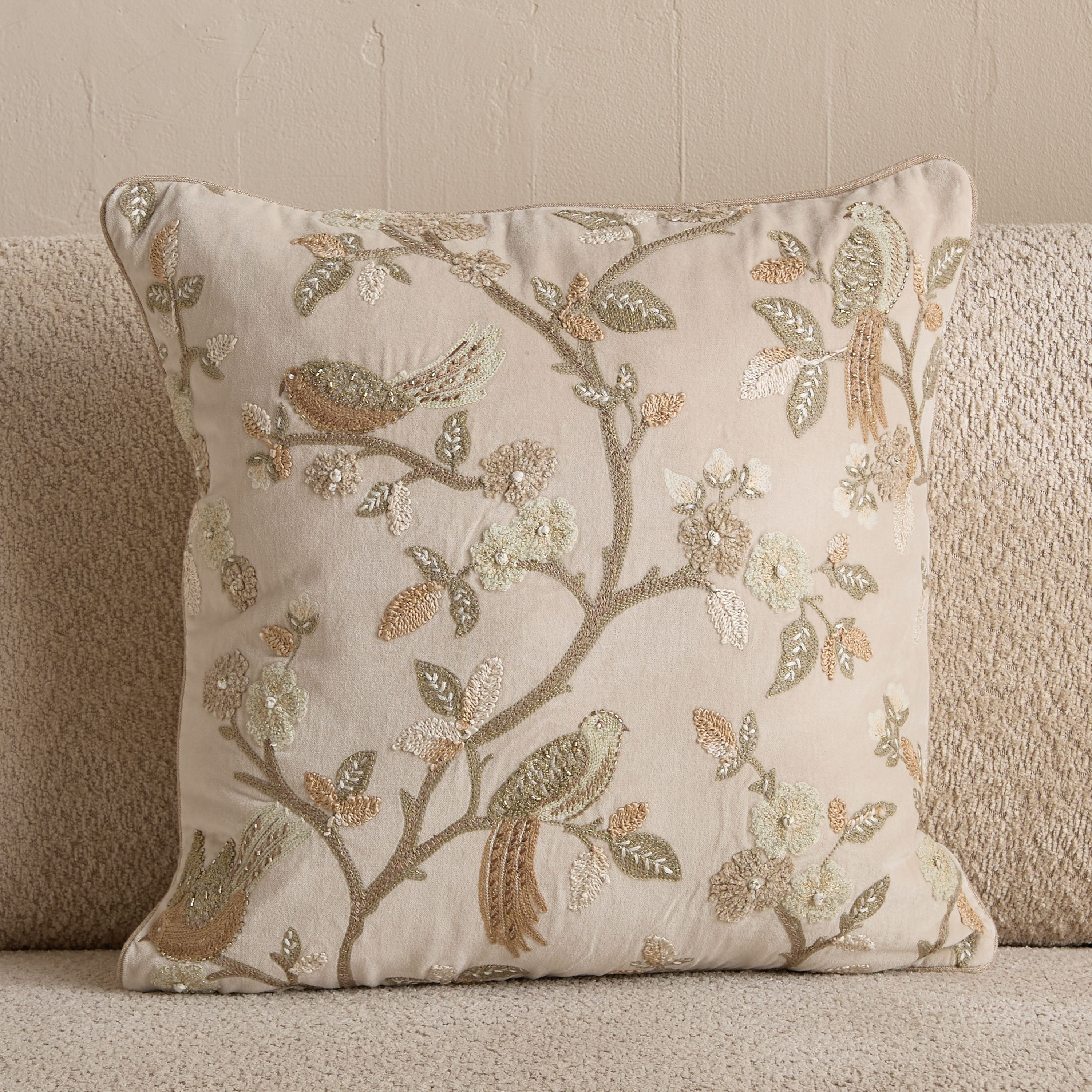 Foila Embroidered Bird Filled Cushion - 50x50 cm-hbxhomeware-hbxbedroom-image-4