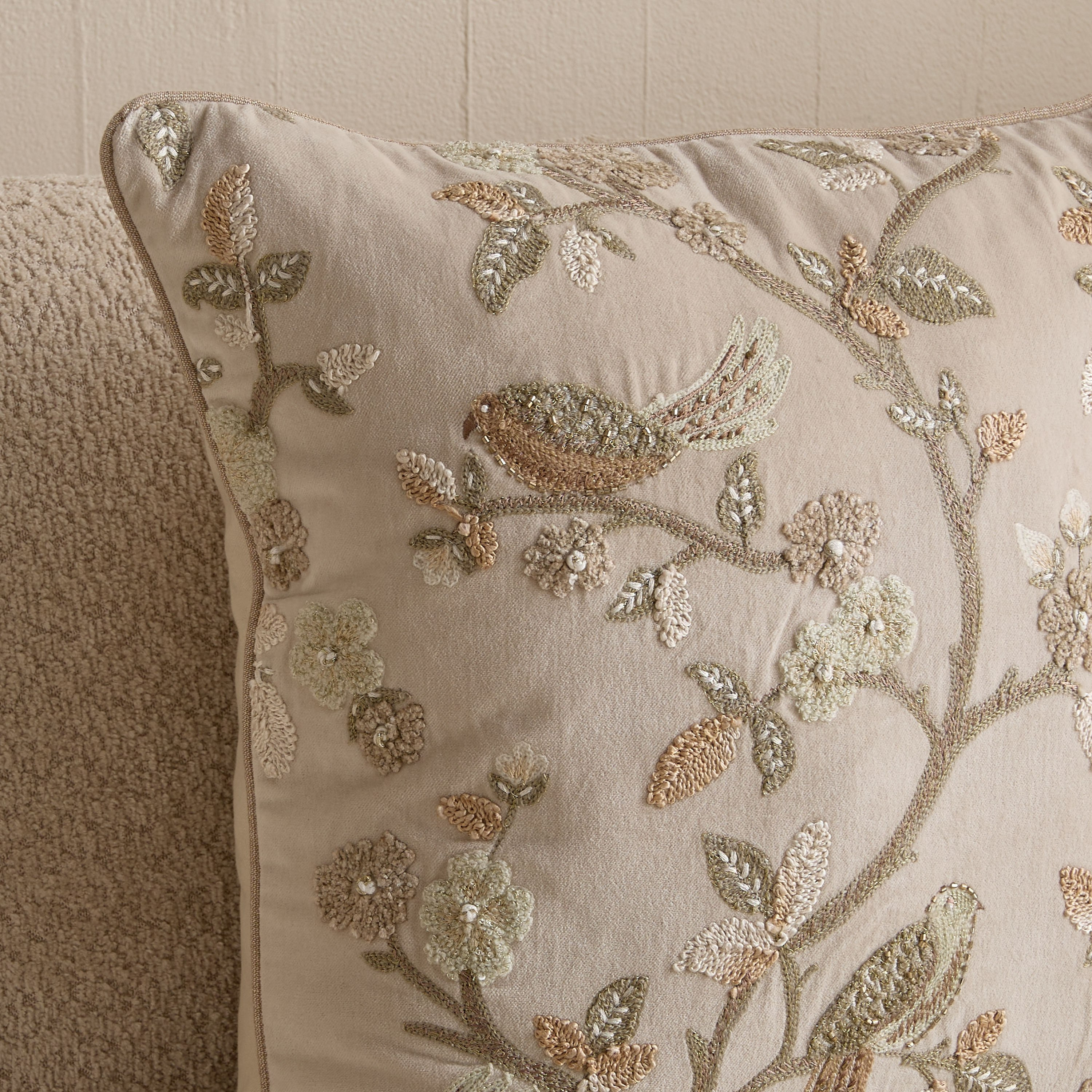 Foila Embroidered Bird Filled Cushion - 50x50 cm-hbxhomeware-hbxbedroom-image-5