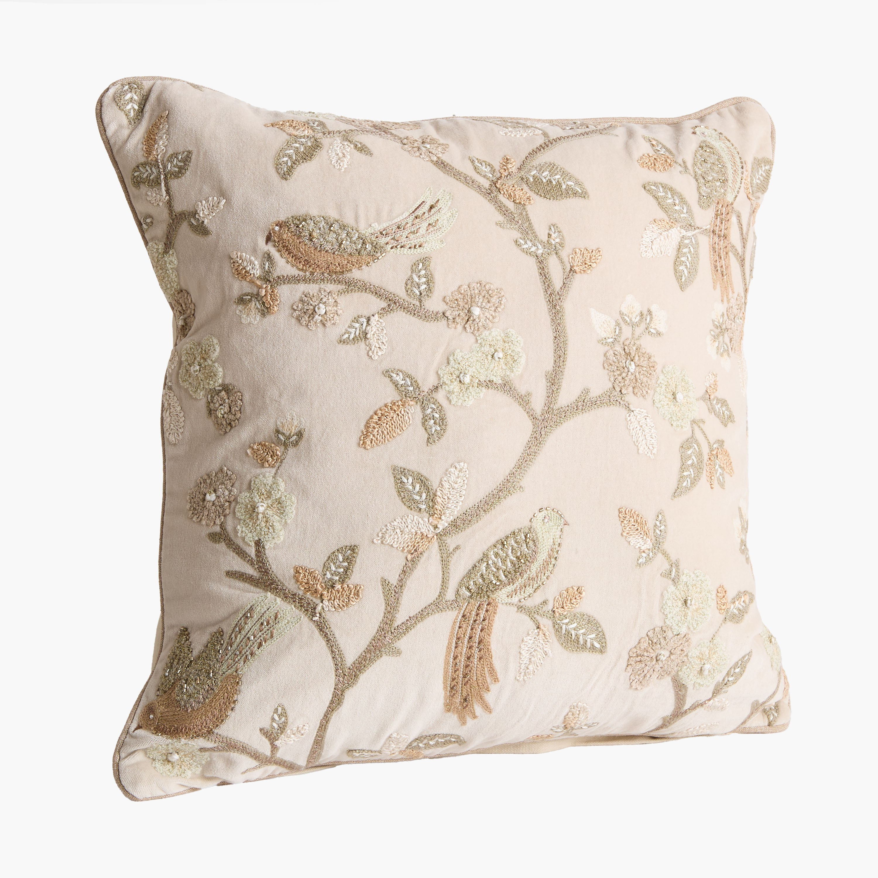 Foila Embroidered Bird Filled Cushion - 50x50 cm-hbxhomeware-hbxbedroom-image-9