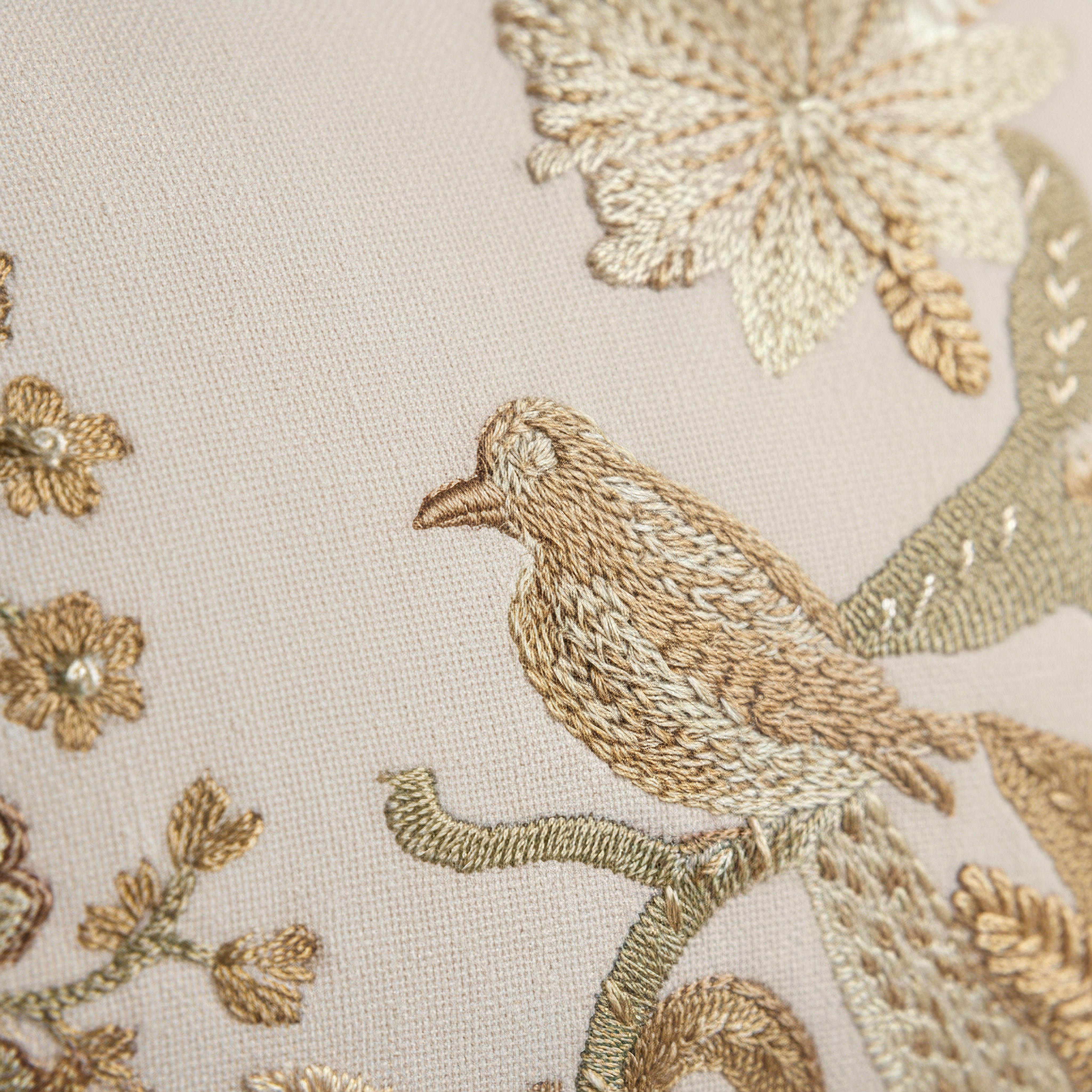Foila Embroidered Leaf Bird Filled Cushion - 30x50 cm-hbxhomeware-hbxbedroom-image-2