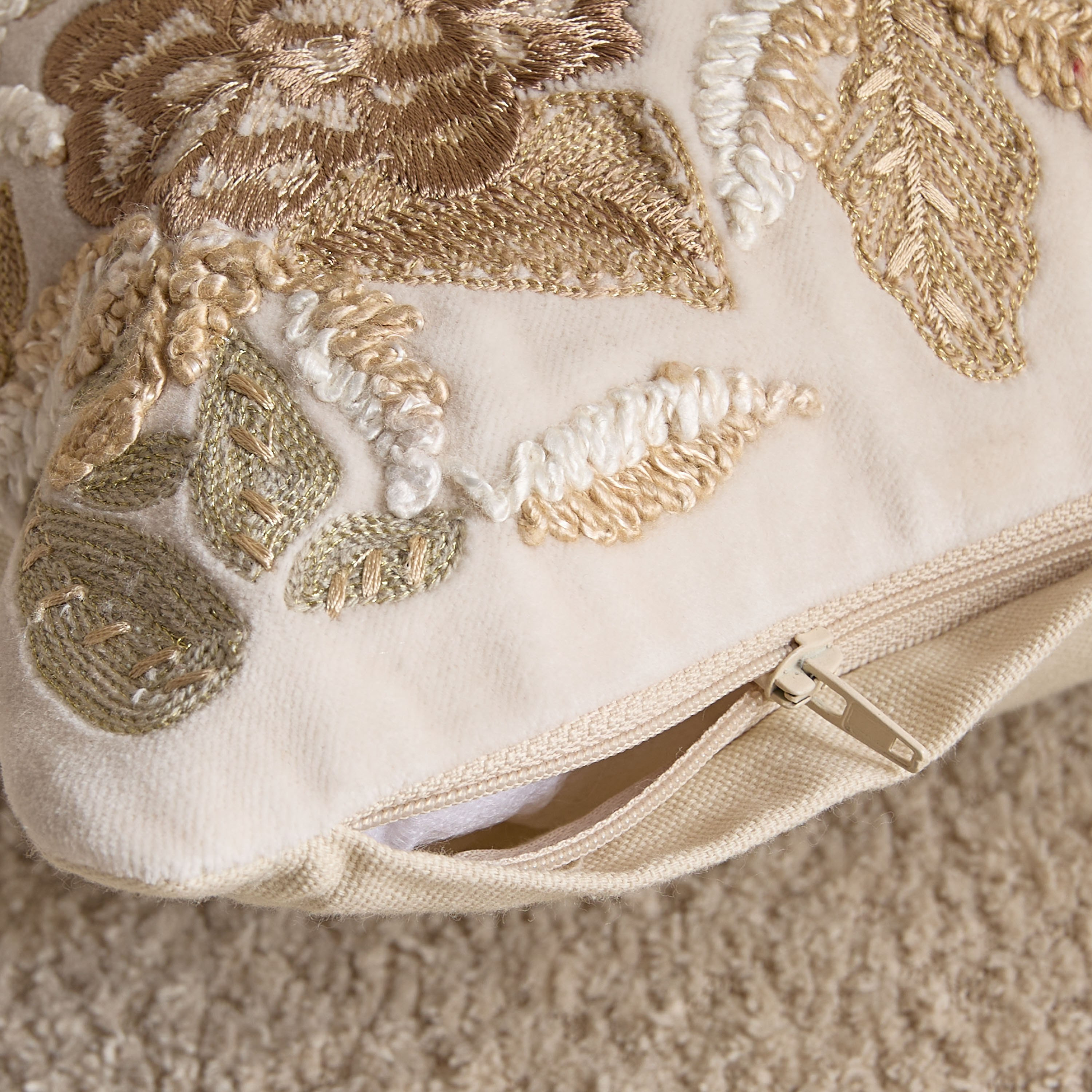 Foila Embroidered Leaf Bird Filled Cushion - 30x50 cm-hbxhomeware-hbxbedroom-image-7