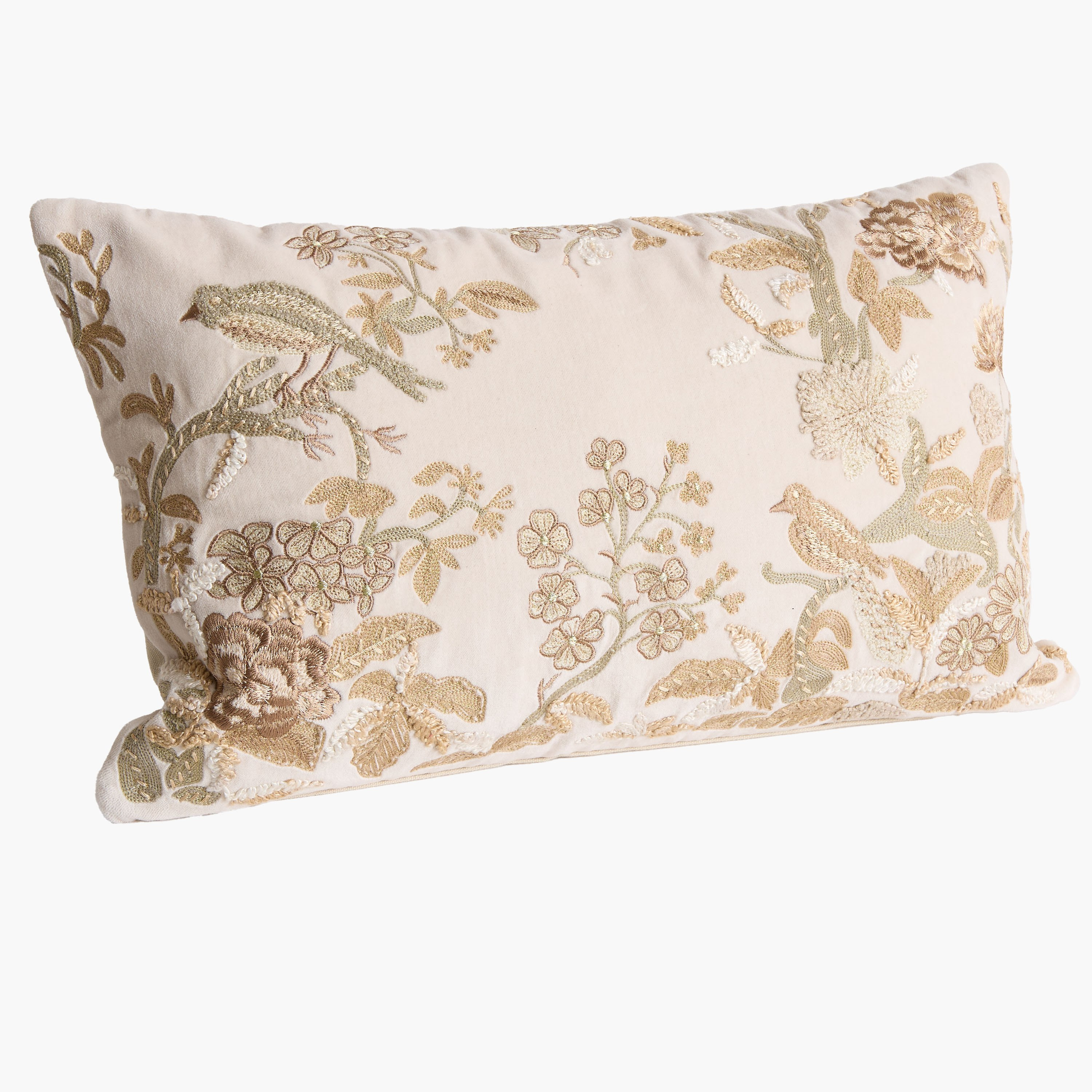 Foila Embroidered Leaf Bird Filled Cushion - 30x50 cm-hbxhomeware-hbxbedroom-image-9