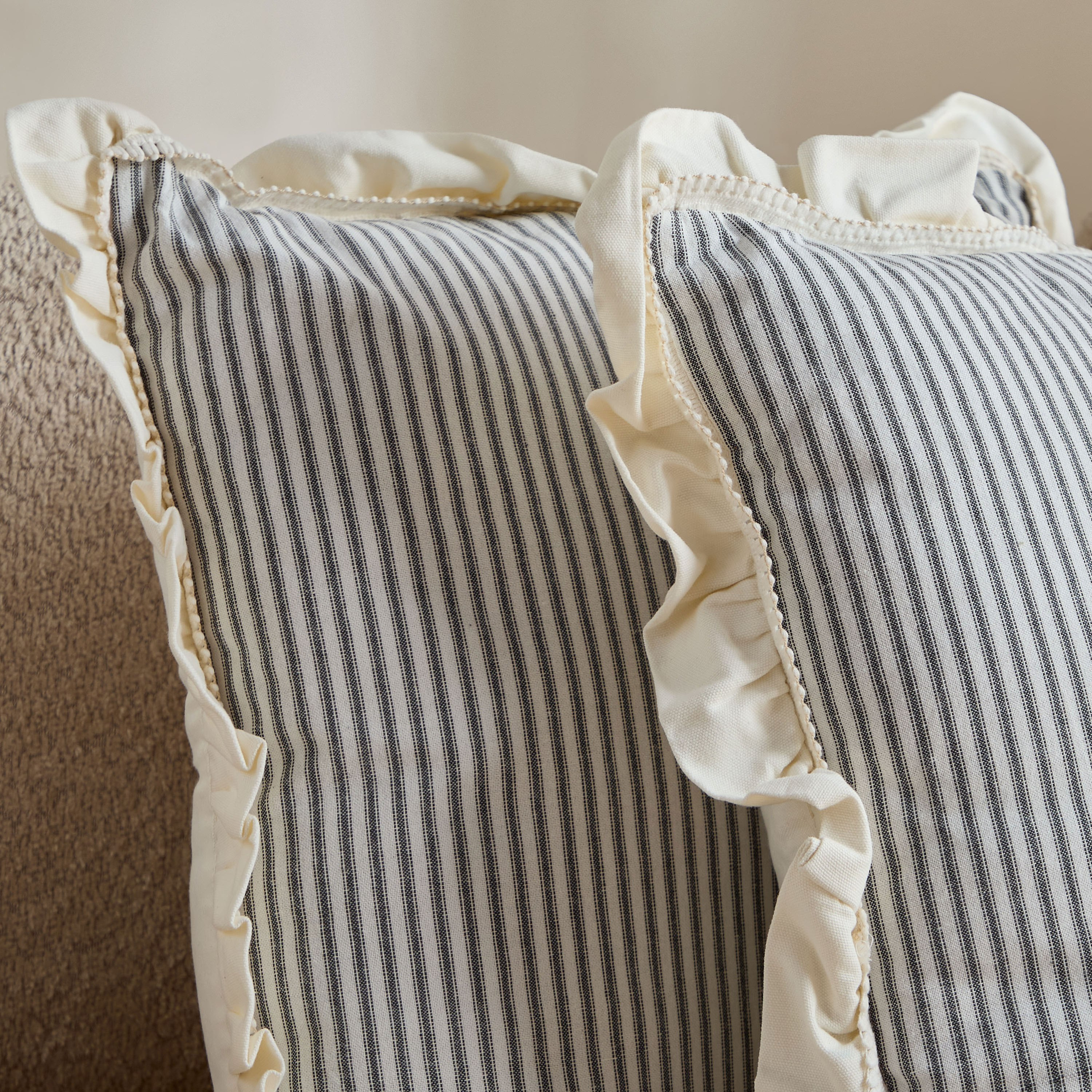 Cozy Duo 2-Piece Black Stripe Ruffle Filled Cushion Set - 50x50 cm-hbxhomeware-hbxbedroom-image-3