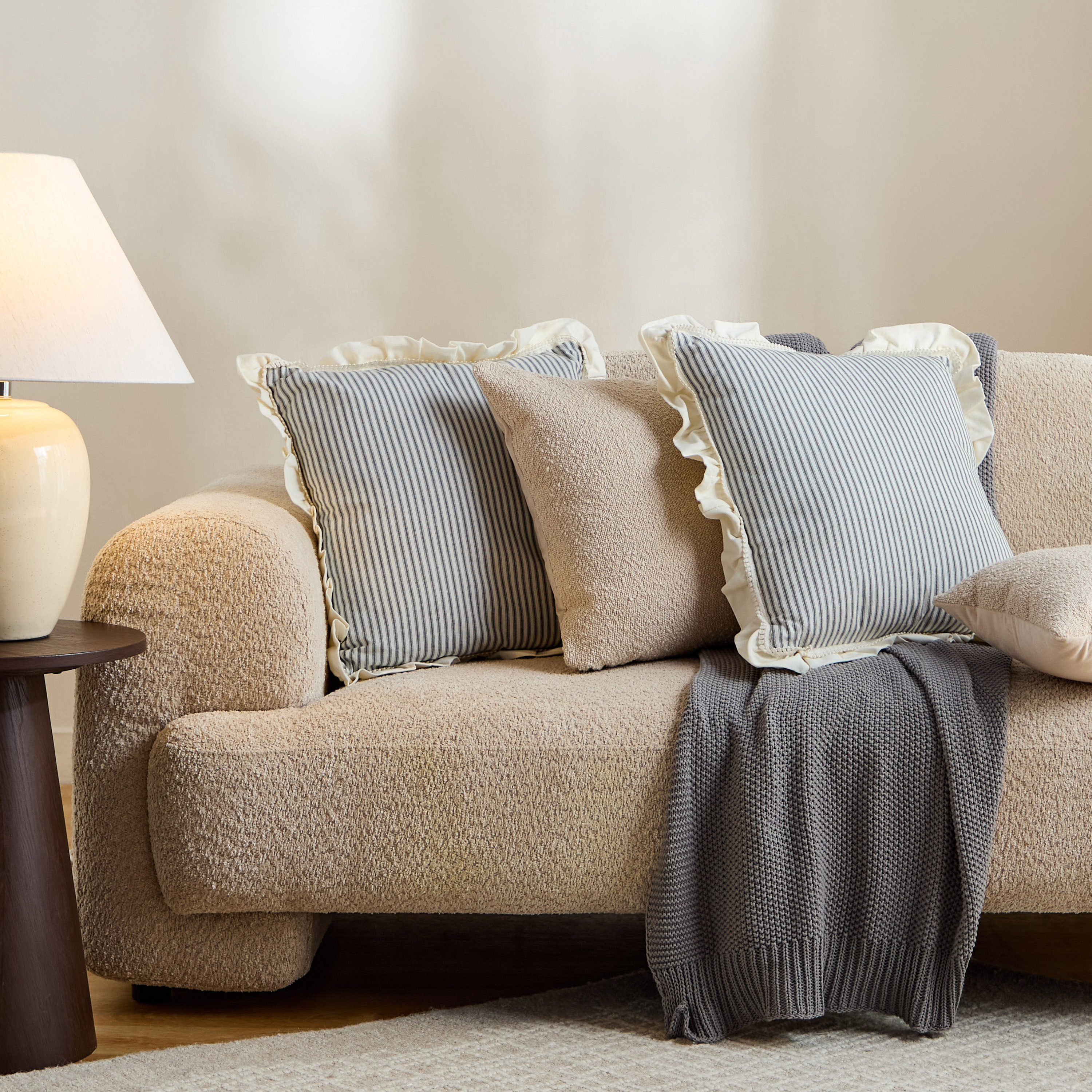Cozy Duo 2-Piece Black Stripe Ruffle Filled Cushion Set - 50x50 cm-hbxhomeware-hbxbedroom-image-6