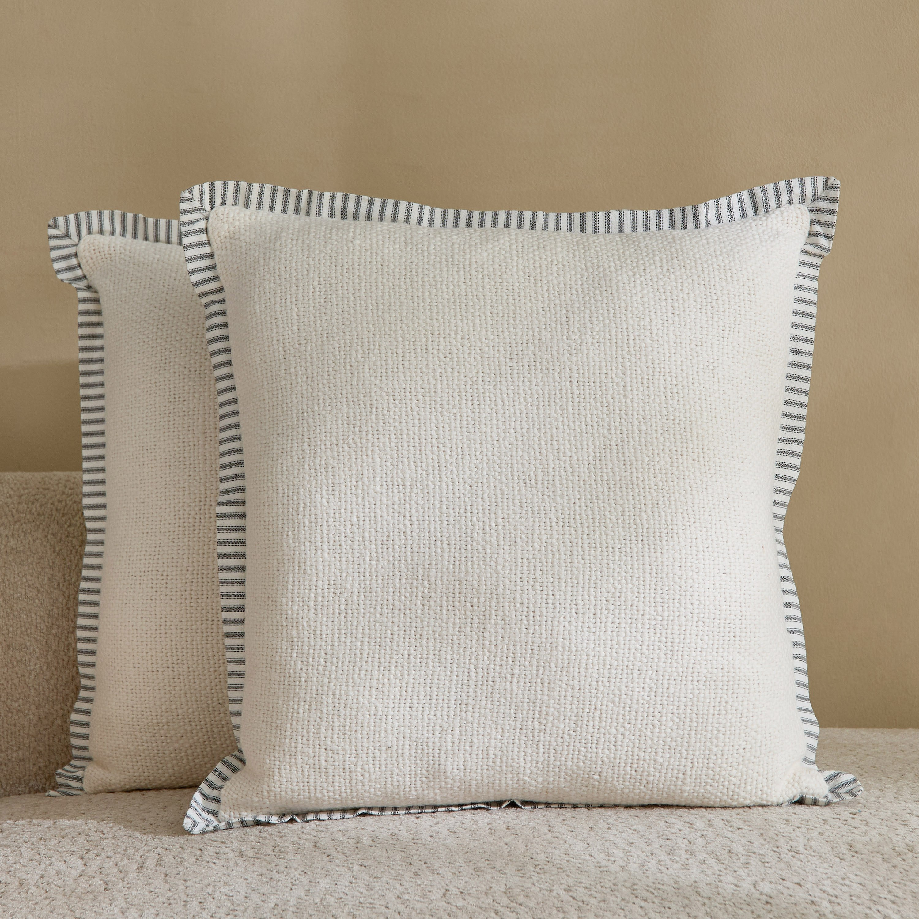 Cozy Duo 2-Piece Solid with Strip Ruffle Filled Cushion Set - 50x50 cm-hbxhomeware-hbxbedroom-image-1